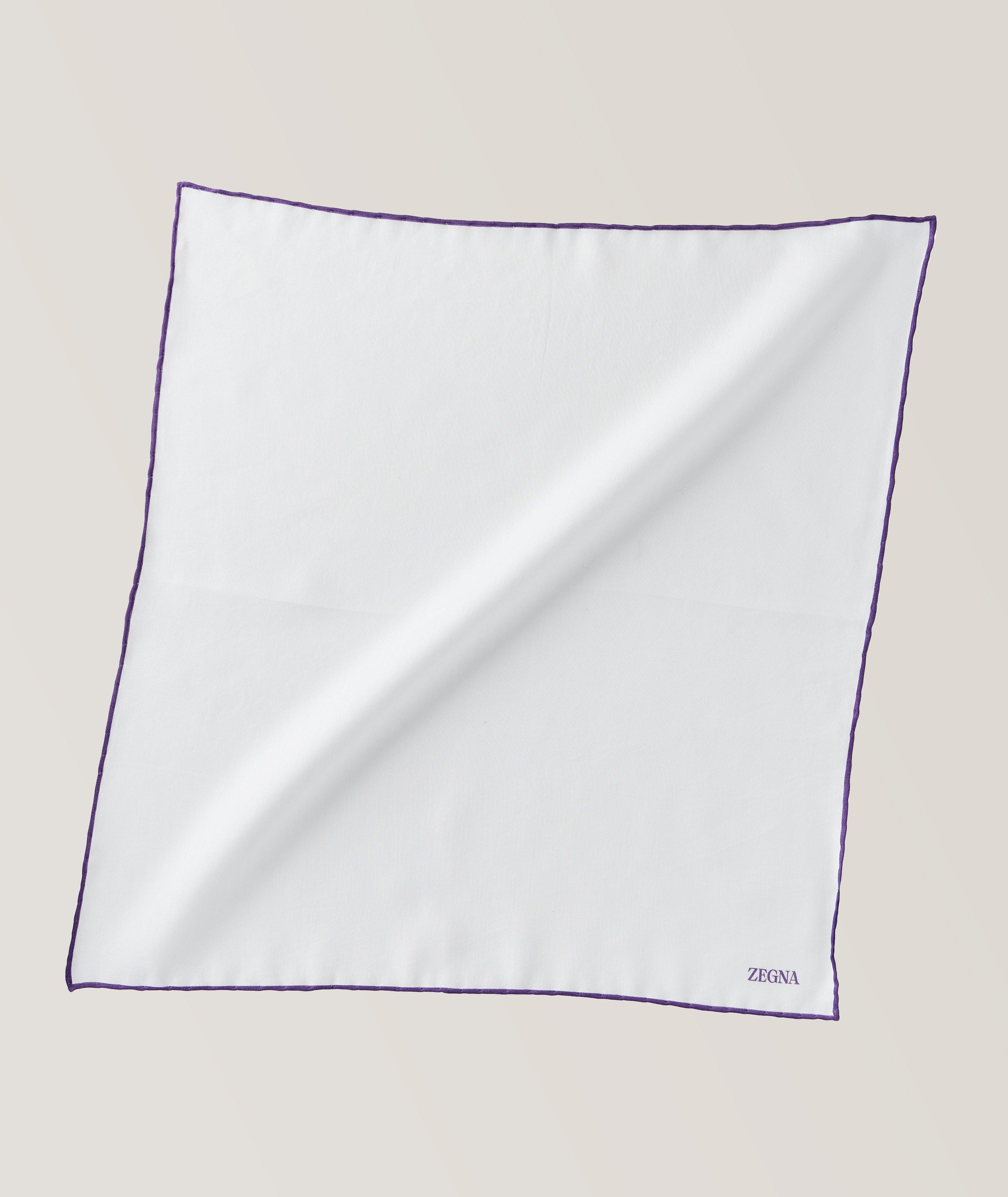 Contrast Trim Cotton-Silk Pocket Square image 0