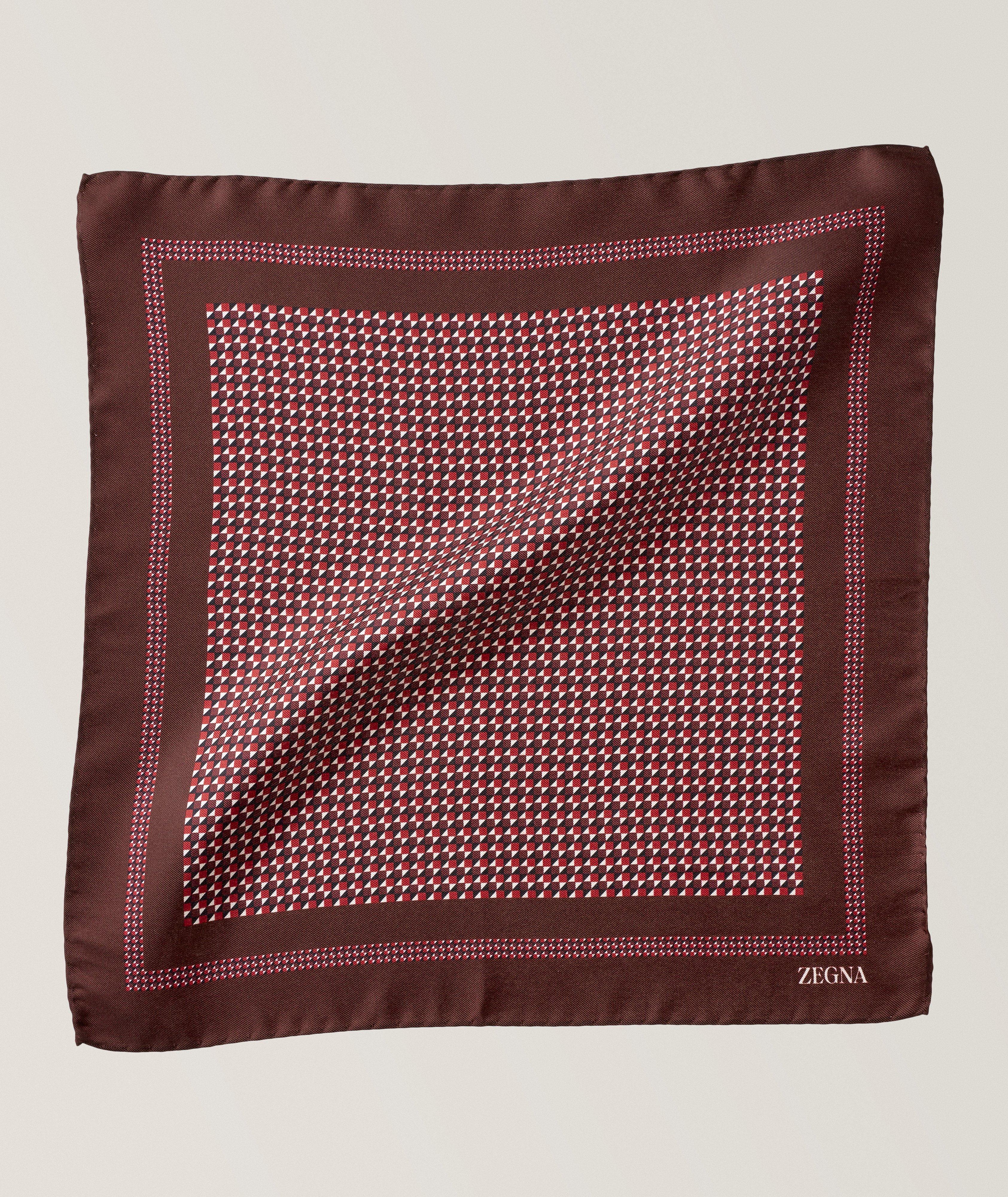 Optical Macromature Geometric Silk Pocket Square image 0