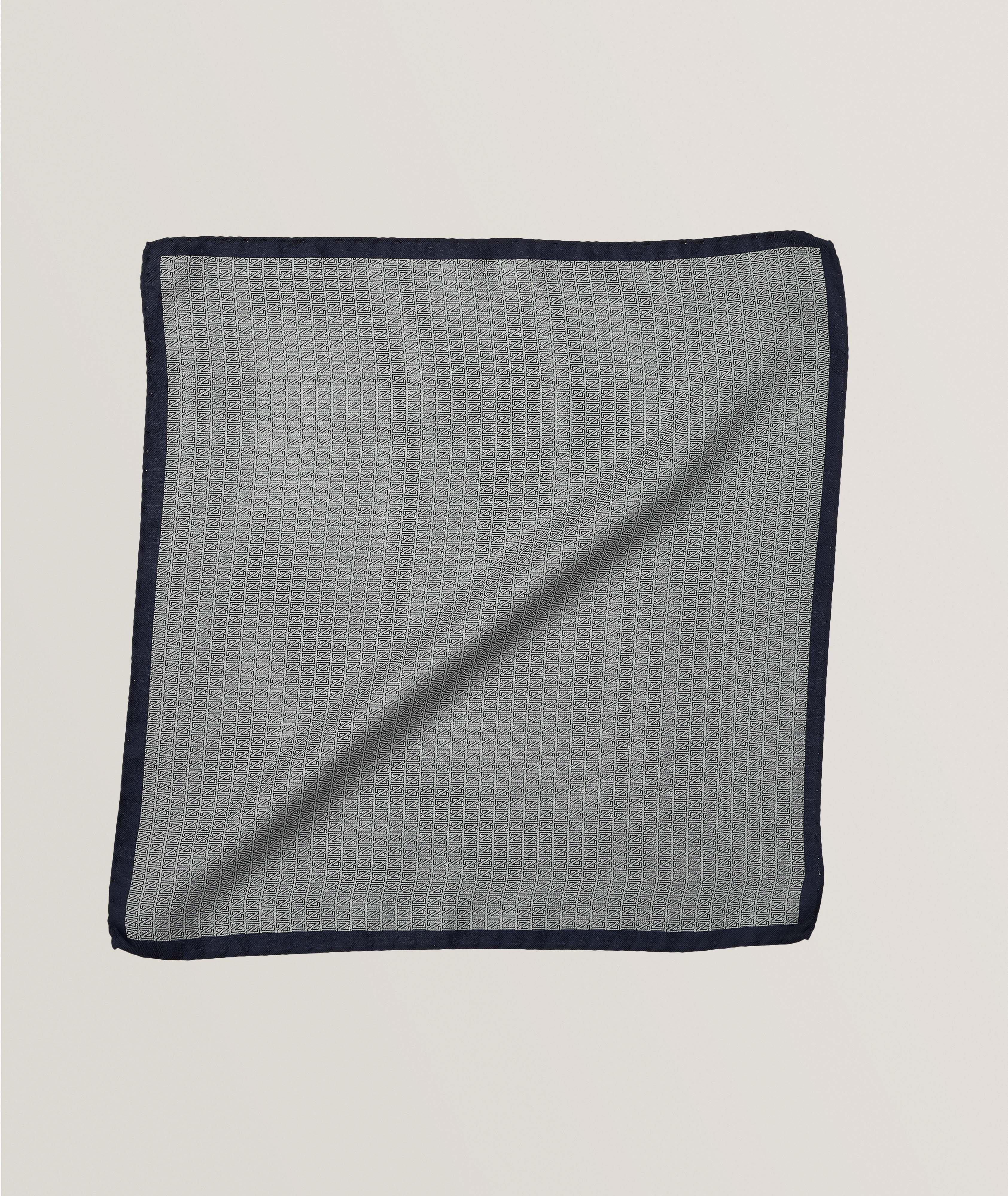 All-Over Logo Pattern Silk Pocket Square image 0
