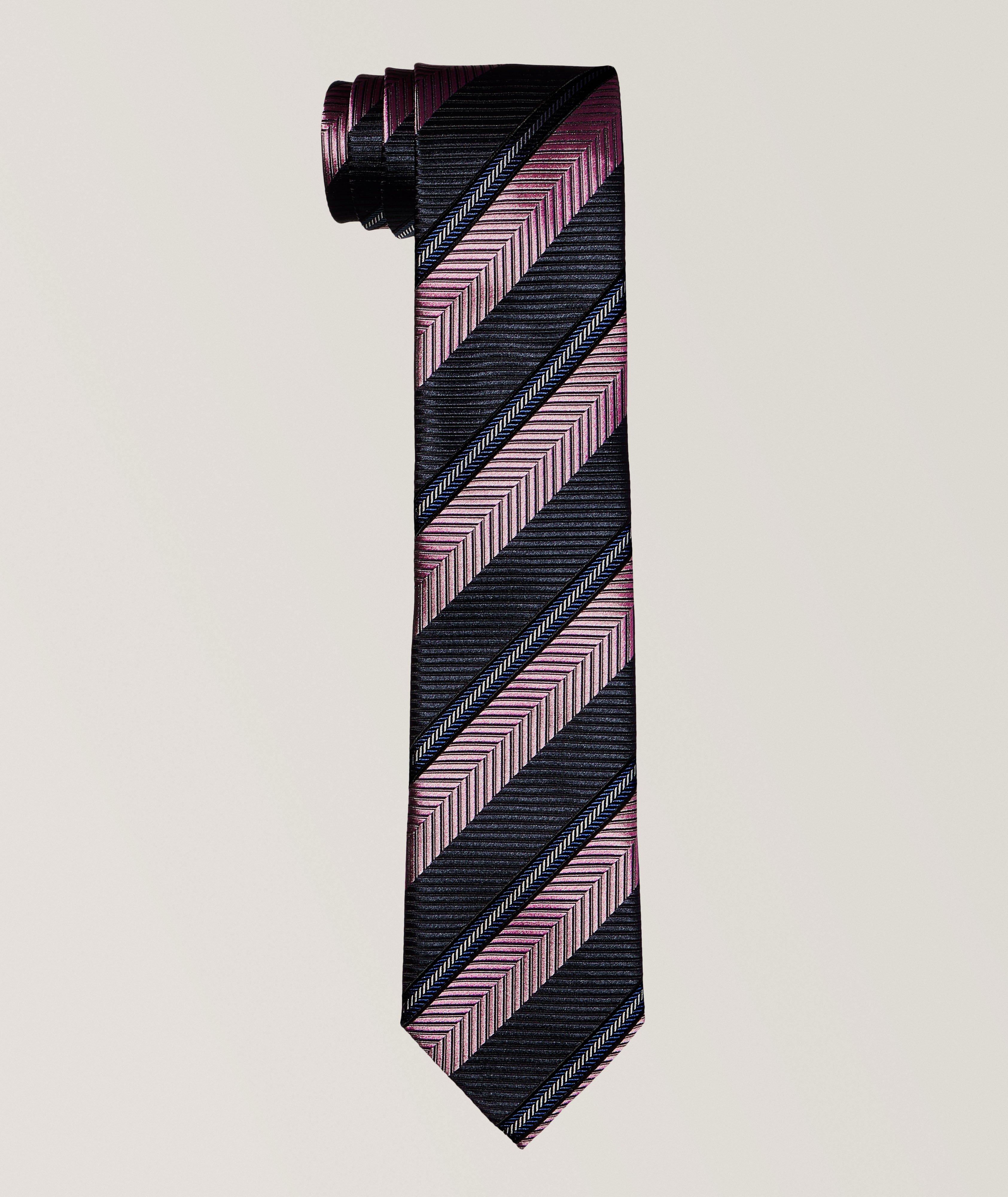 Herringbone Striped Pattern Silk Tie
