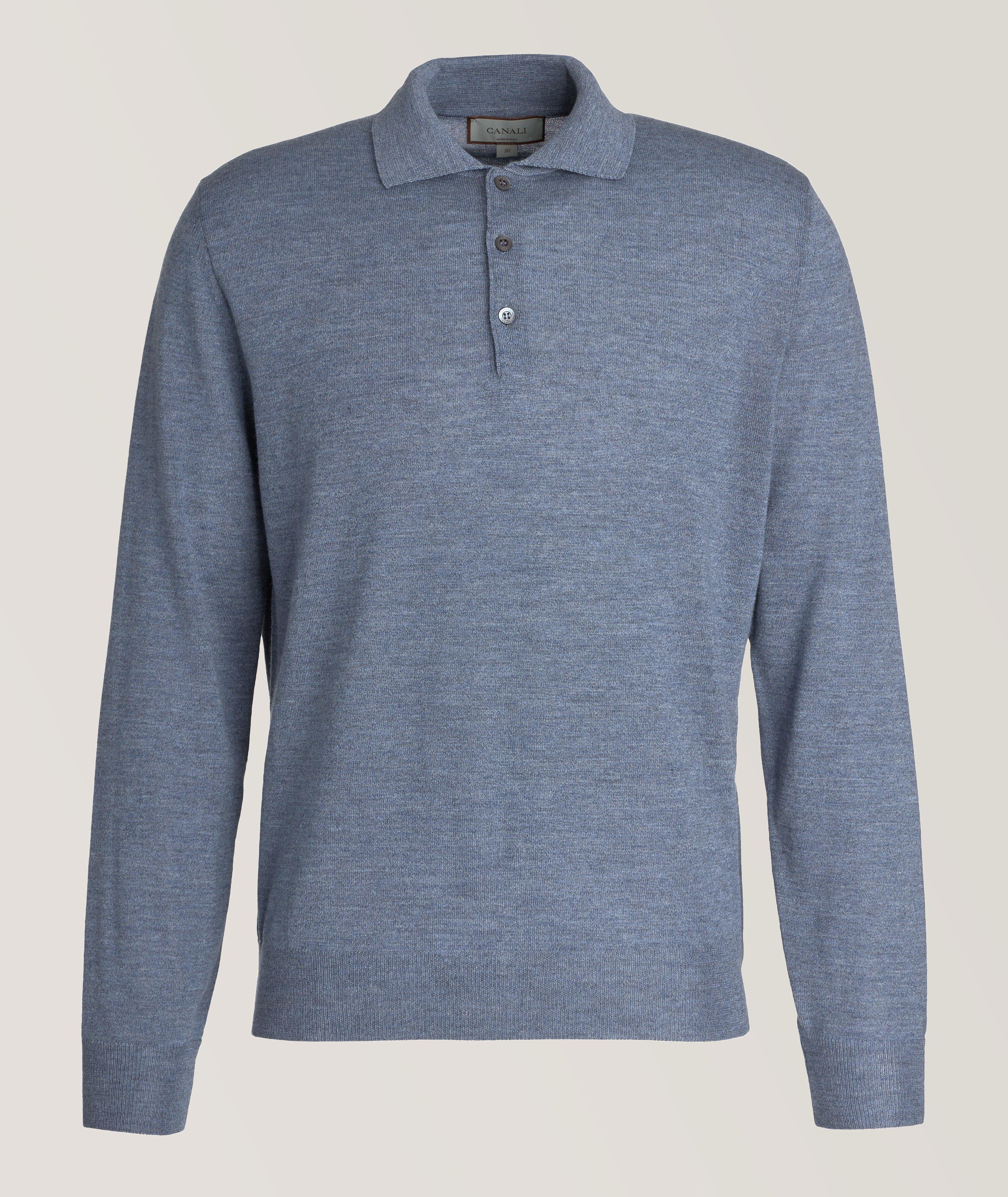 Canali Pull en laine mérinos à demi-patte boutonnée