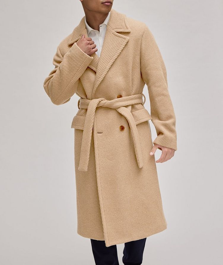 Textured Wool-Blend Twill Belted Overcoat image 1