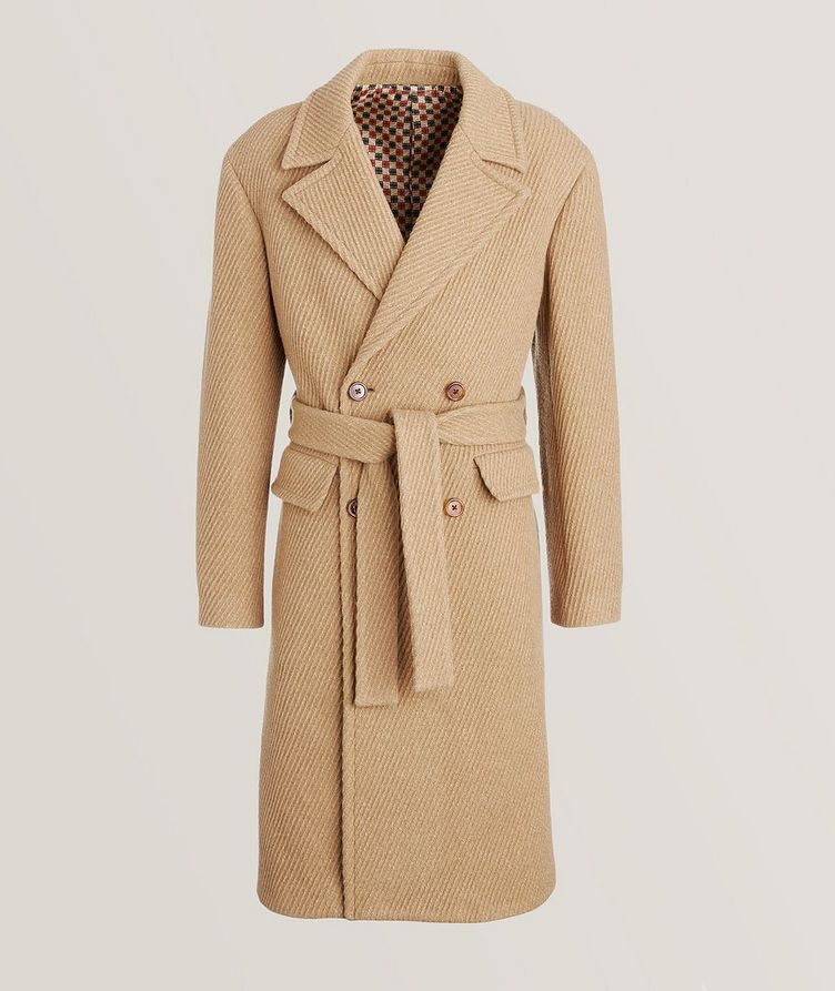 Textured Wool-Blend Twill Belted Overcoat image 0