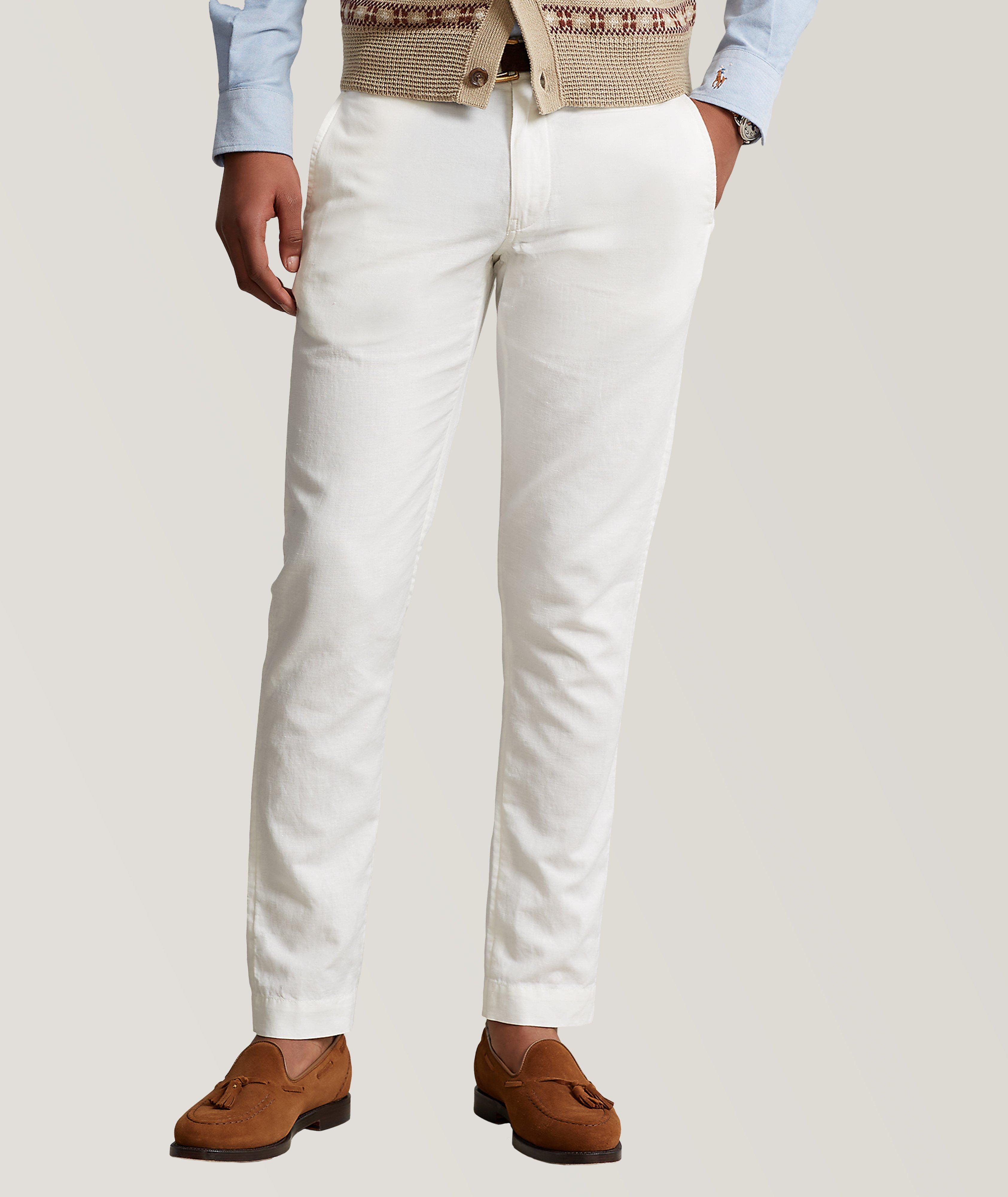 Straight-Fit Linen-Cotton Chino Pants image 1