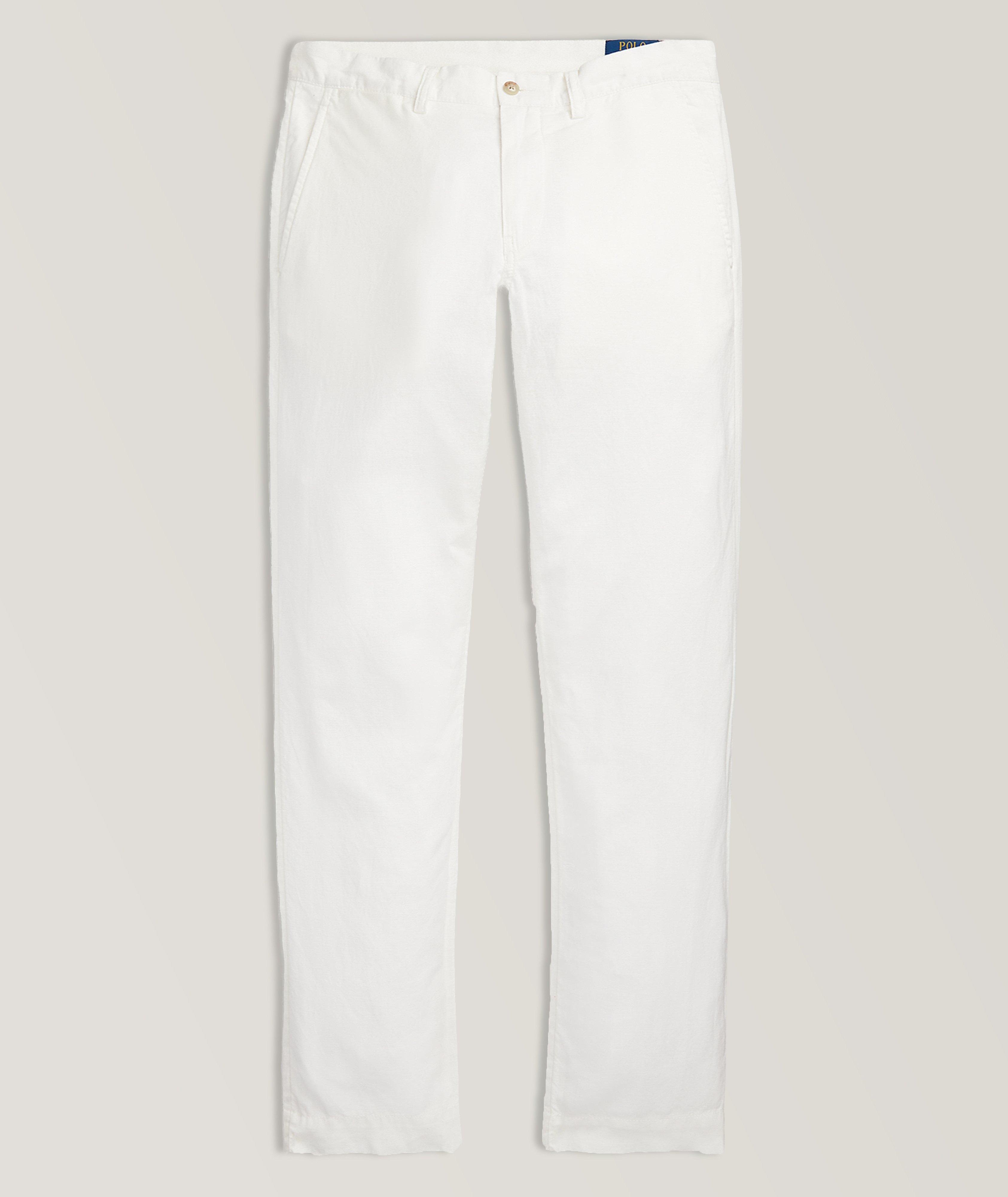 Straight-Fit Linen-Cotton Chino Pants image 0