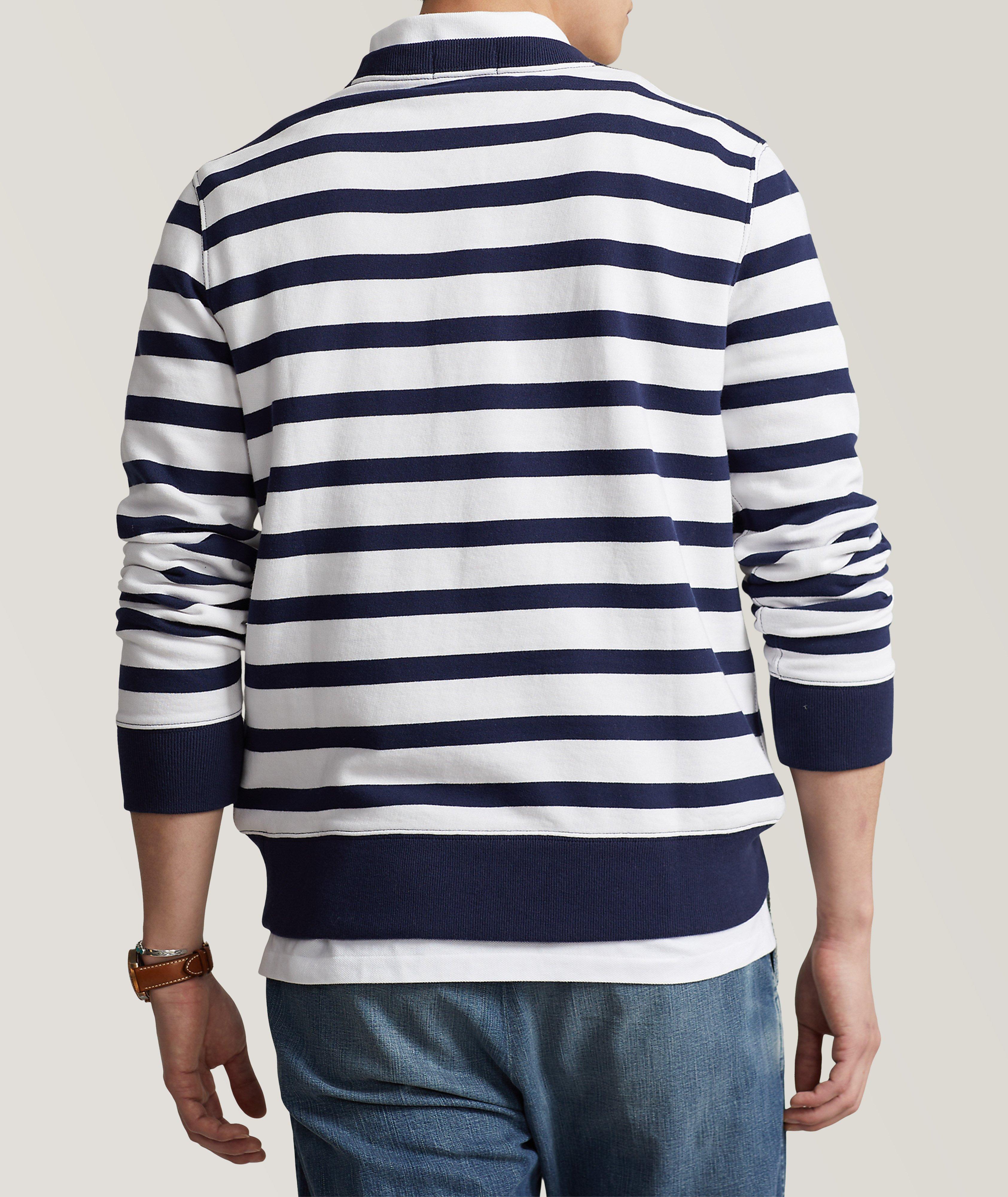 Polo Bear Print Striped Fleece Sweatshirt image 2