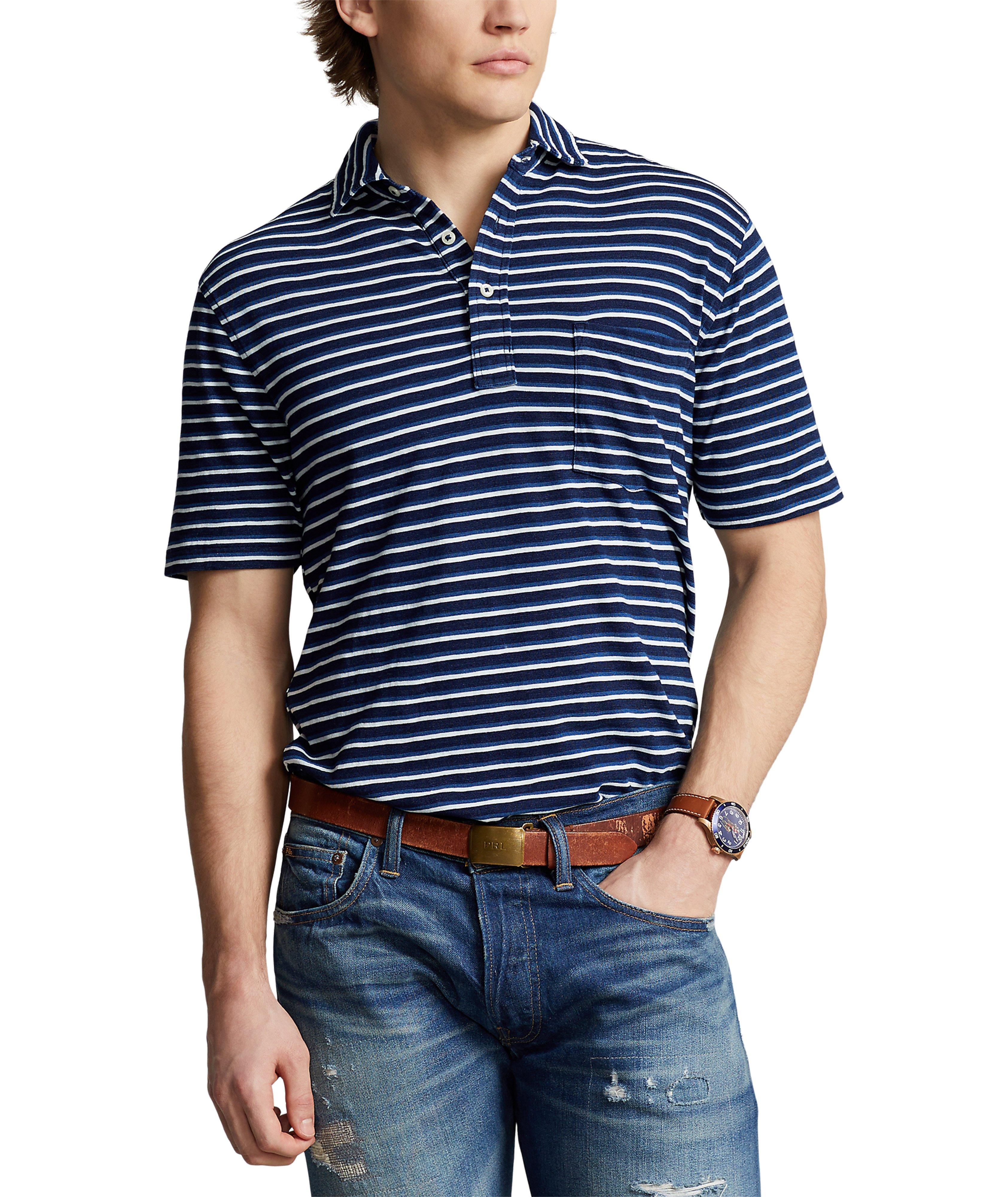 Striped Pattern Jersey Polo T-Shirt image 1