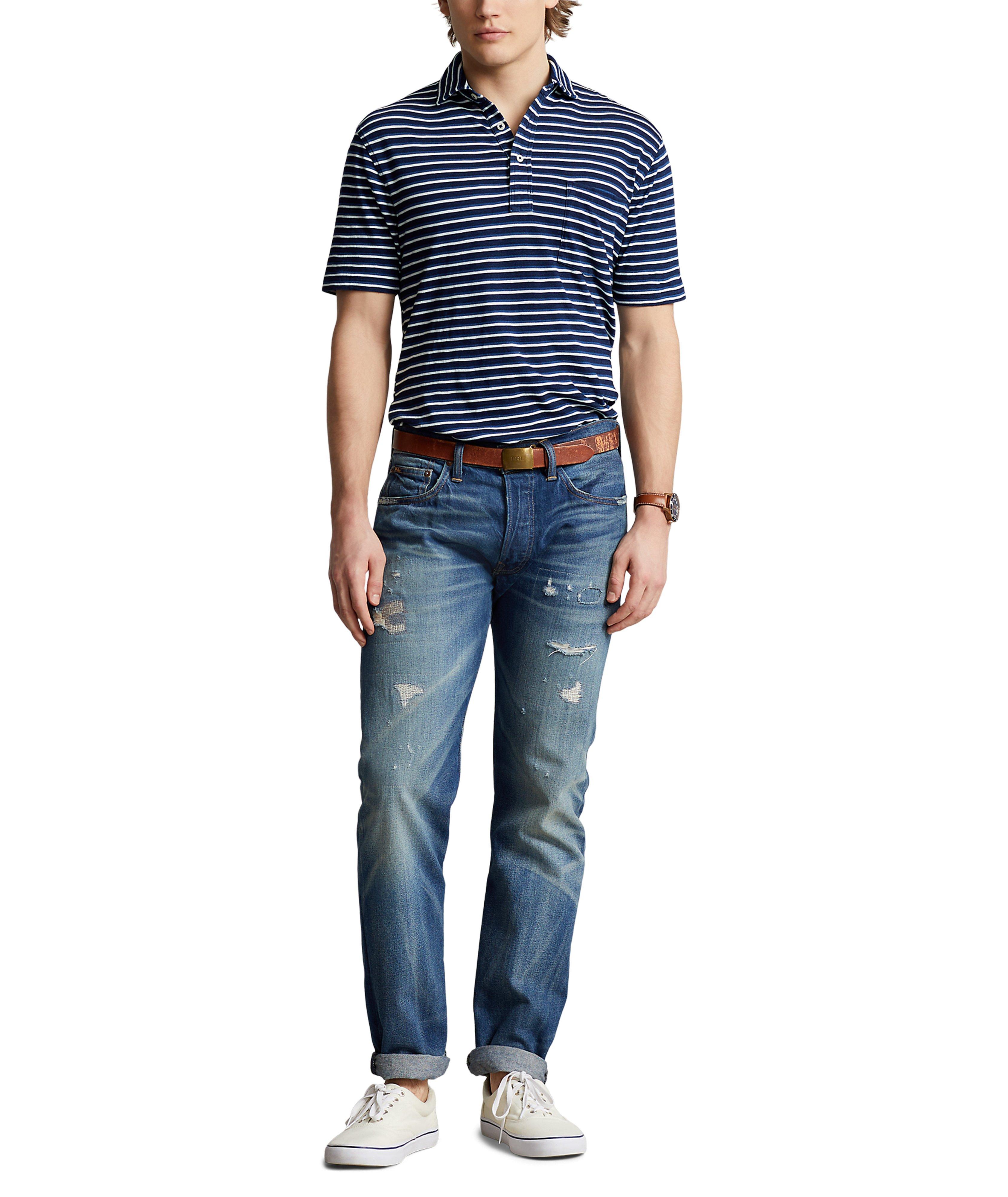 Striped Pattern Jersey Polo T-Shirt image 3