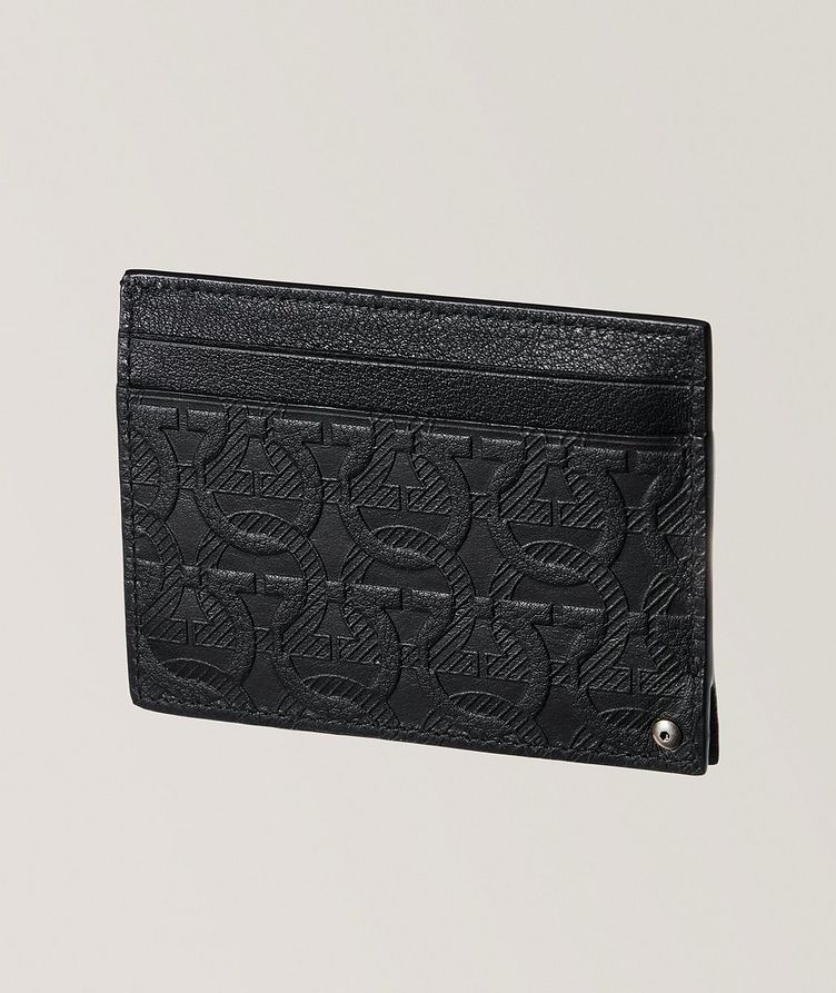 Embossed Hidden Compartment Leather Card Case image 1