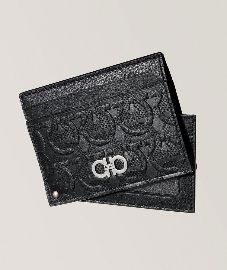 Embossed Hidden Compartment Leather Card Case image 2