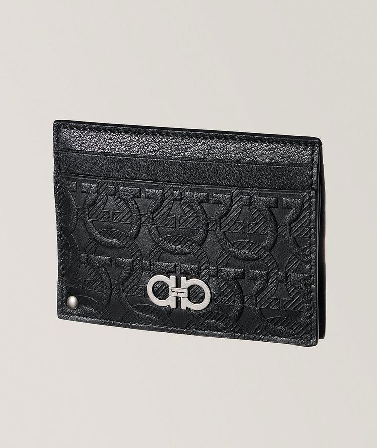 Embossed Hidden Compartment Leather Card Case image 0