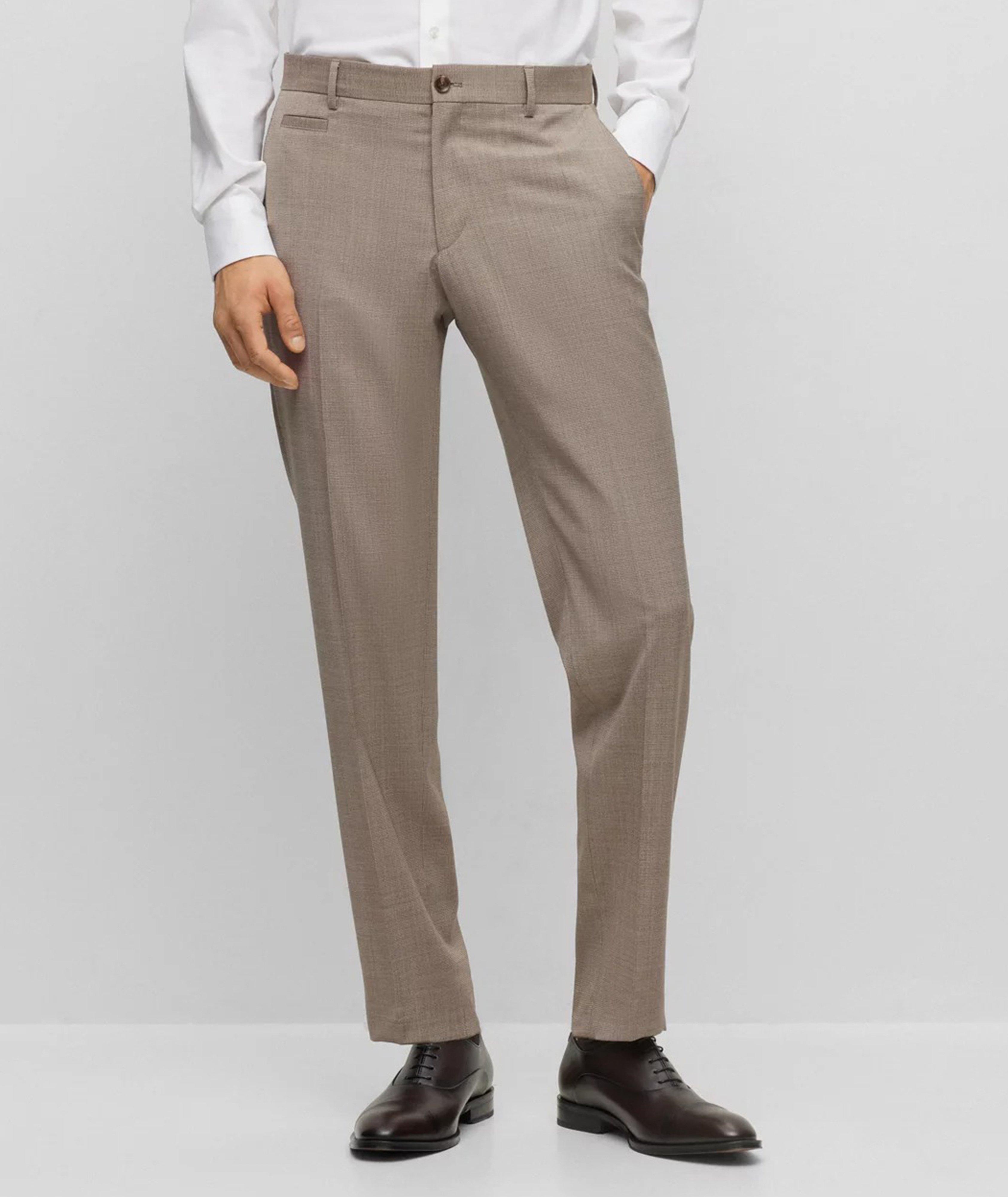 Slim-Fit Micro-Patterned Virgin Wool Trousers image 1
