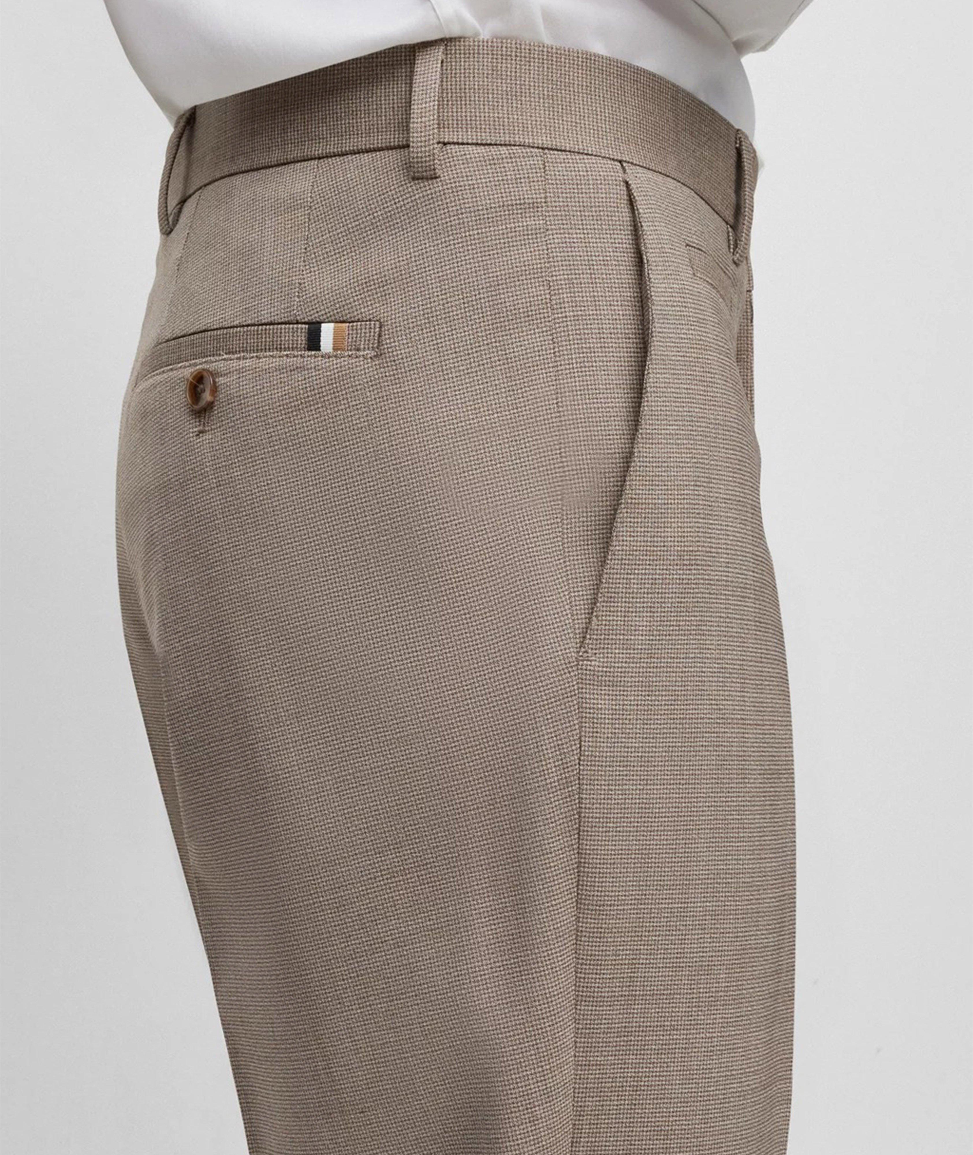 Pantalon en laine vierge à petit motif de coupe amincie image 3