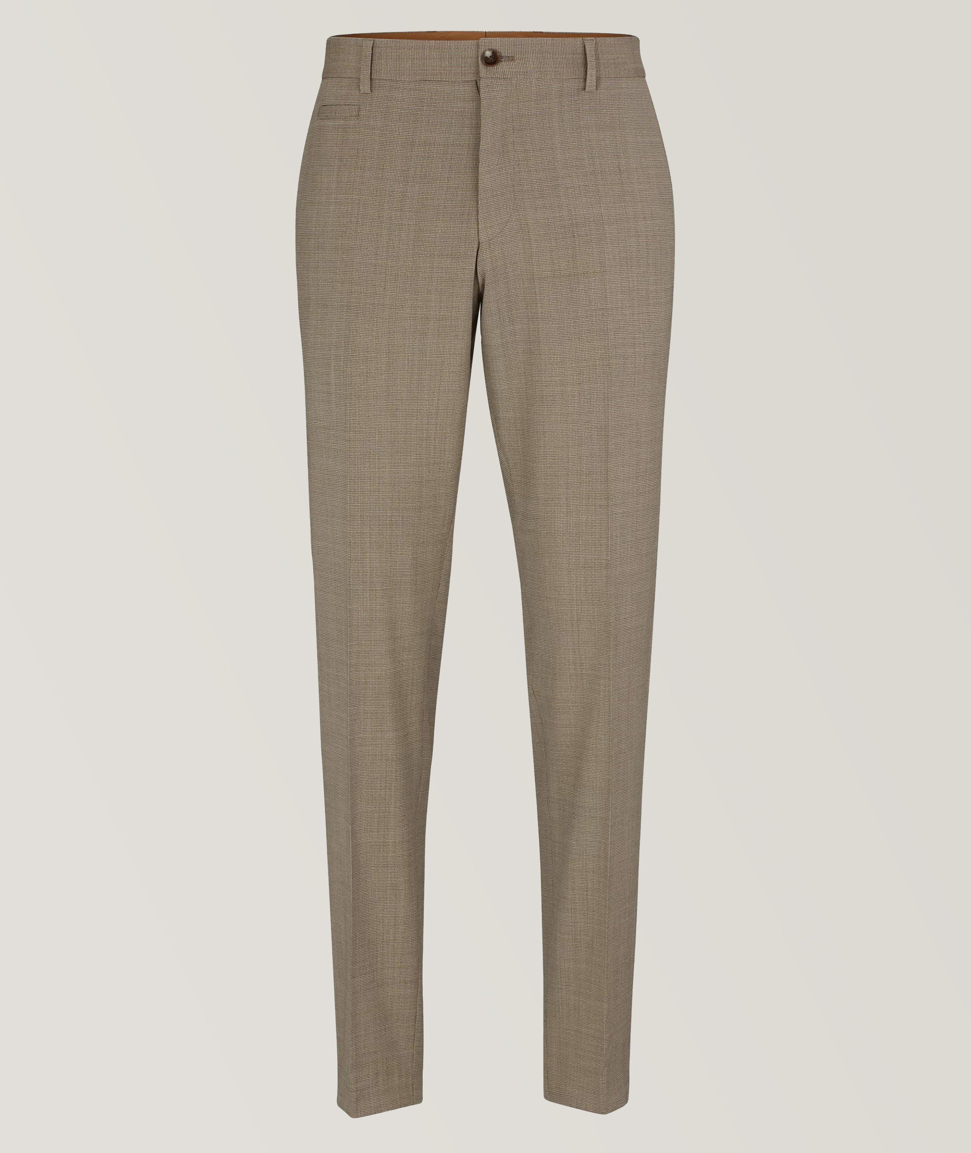 Pantalon en laine vierge à petit motif de coupe amincie image 0