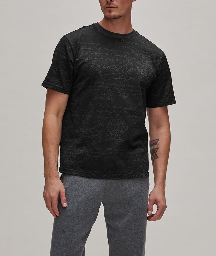 All-Over Scritto Jacquard Cotton Piqué T-Shirt image 1