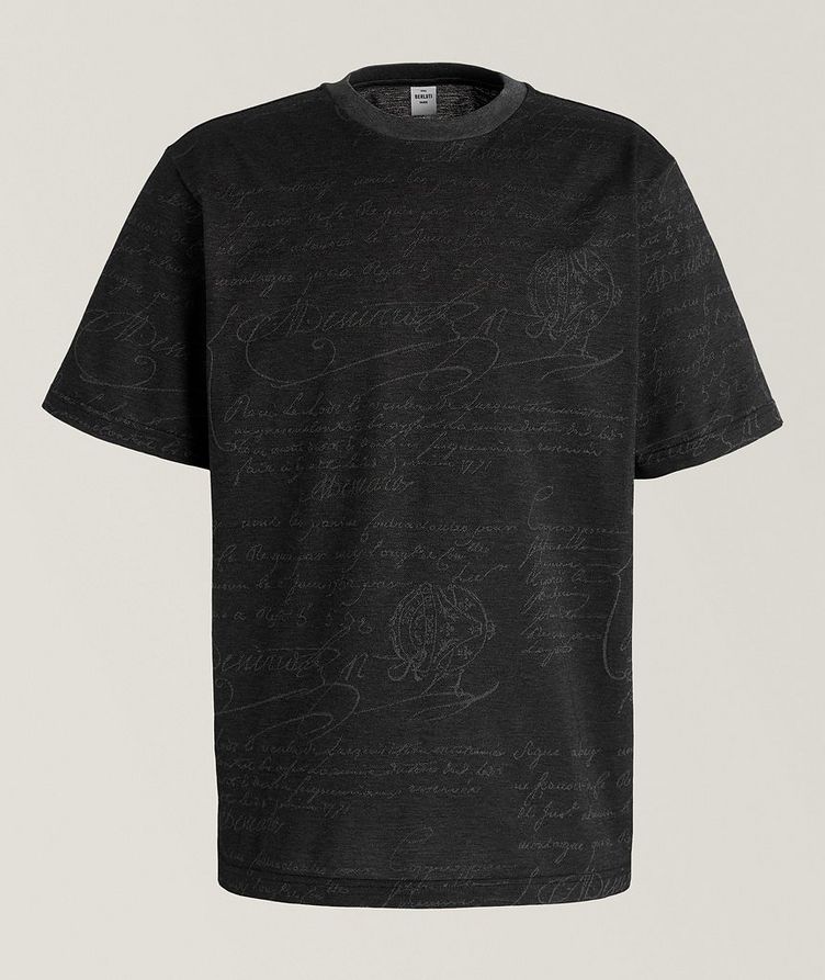 All-Over Scritto Jacquard Cotton Piqué T-Shirt image 0