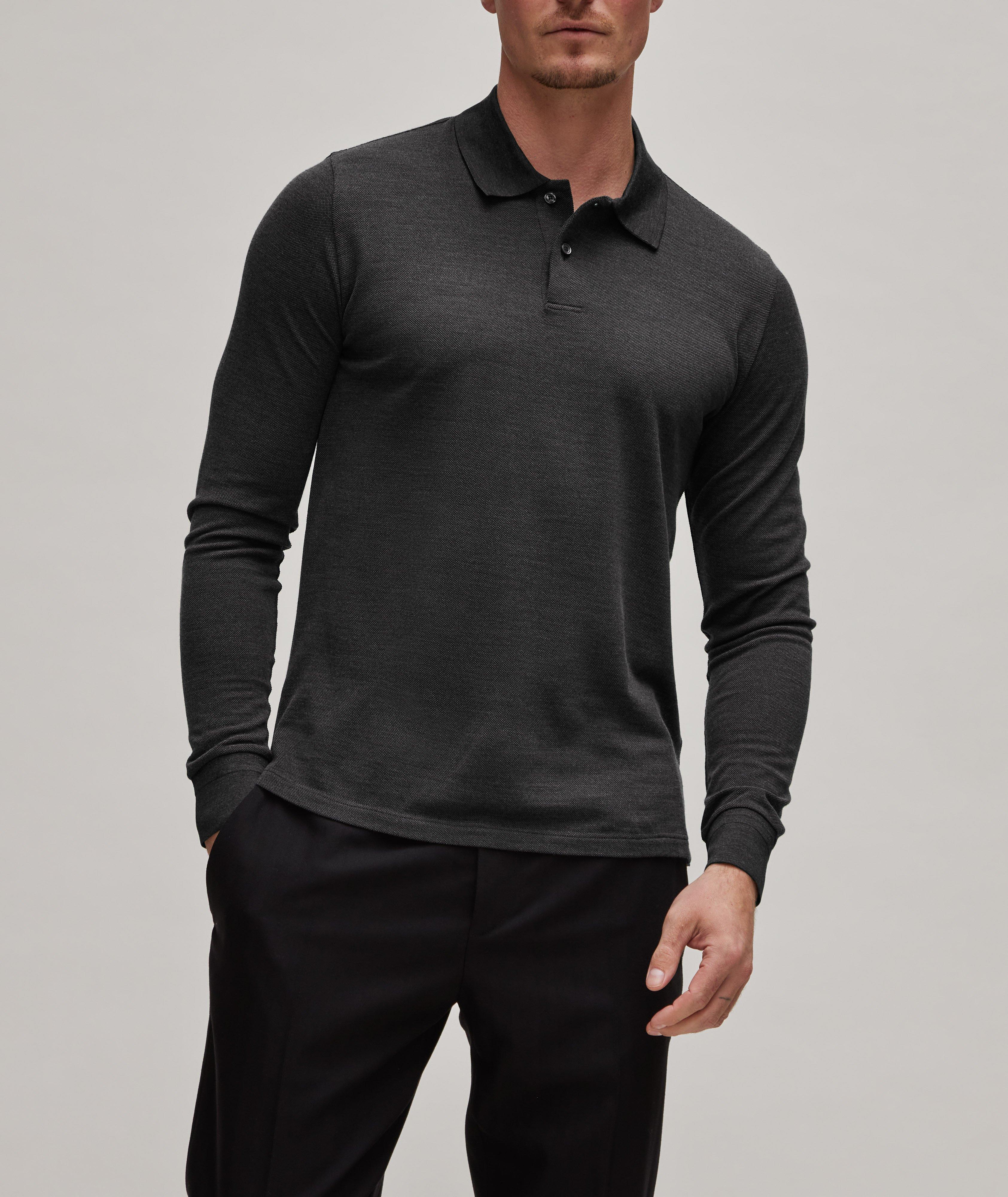 Mélange Wool-Mulberry Silk Jersey-Knit Polo  image 1