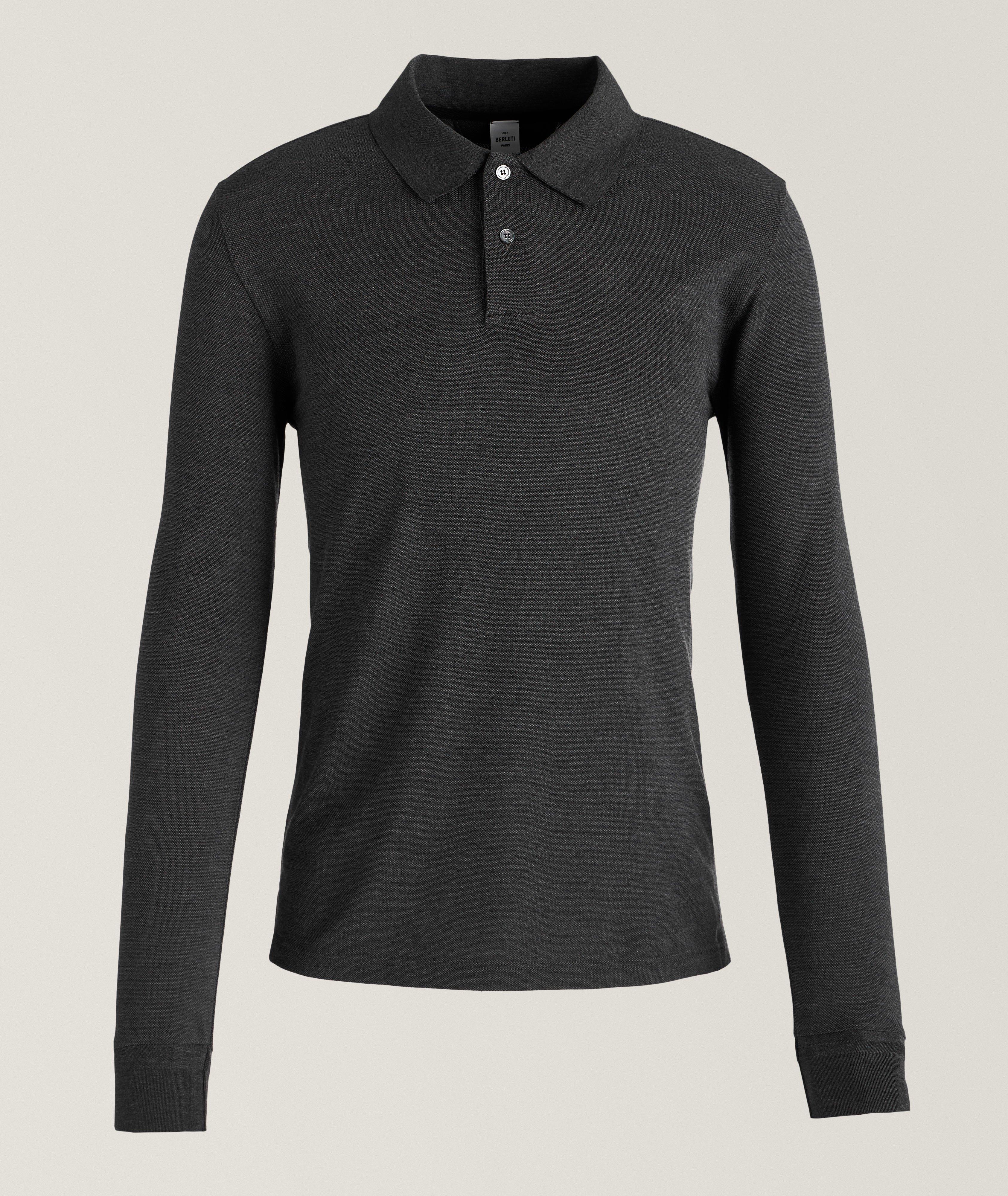 Berluti Mélange Wool-Mulberry Silk Jersey-Knit Polo 