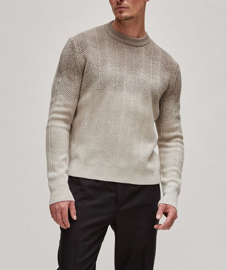 Gradient Herringbone Knit Cashmere Sweater image 1