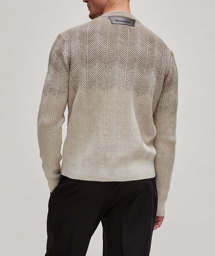 Gradient Herringbone Knit Cashmere Sweater image 2