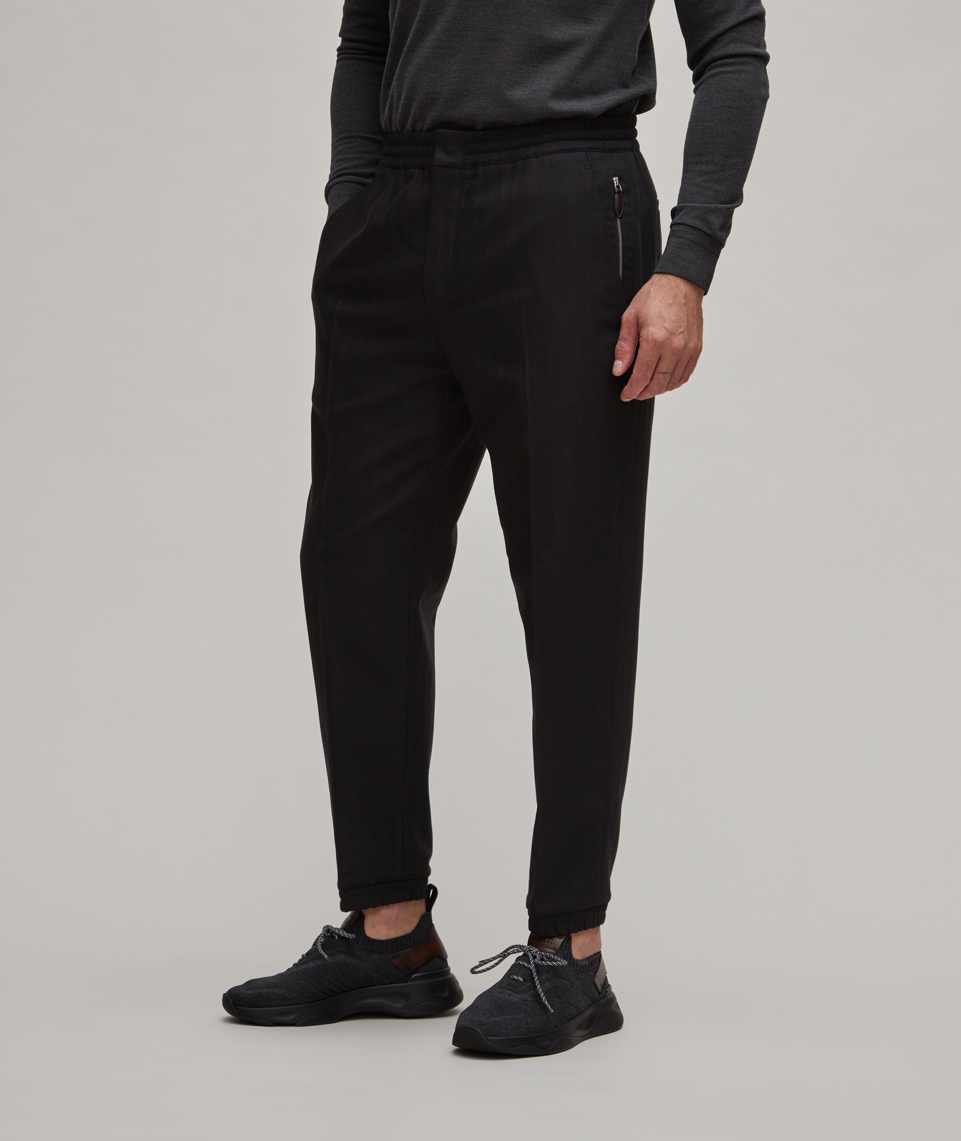 Berluti Herringbone Weave Wool-Cotton Joggers, Pants