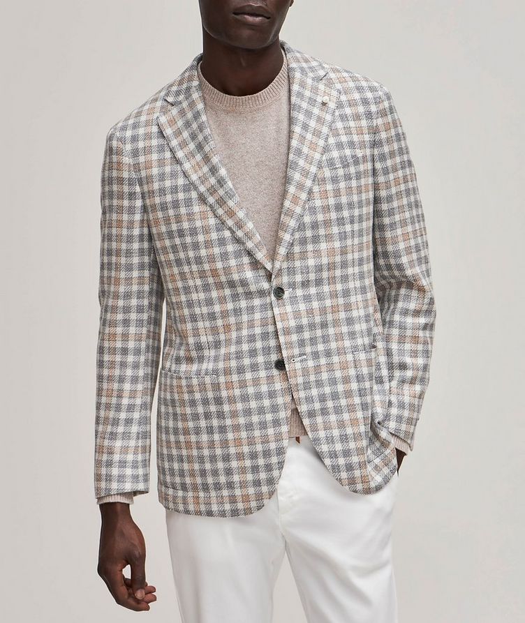 Bold Check Virgin Wool, Silk & Cotton Blend Sport Jacket image 1