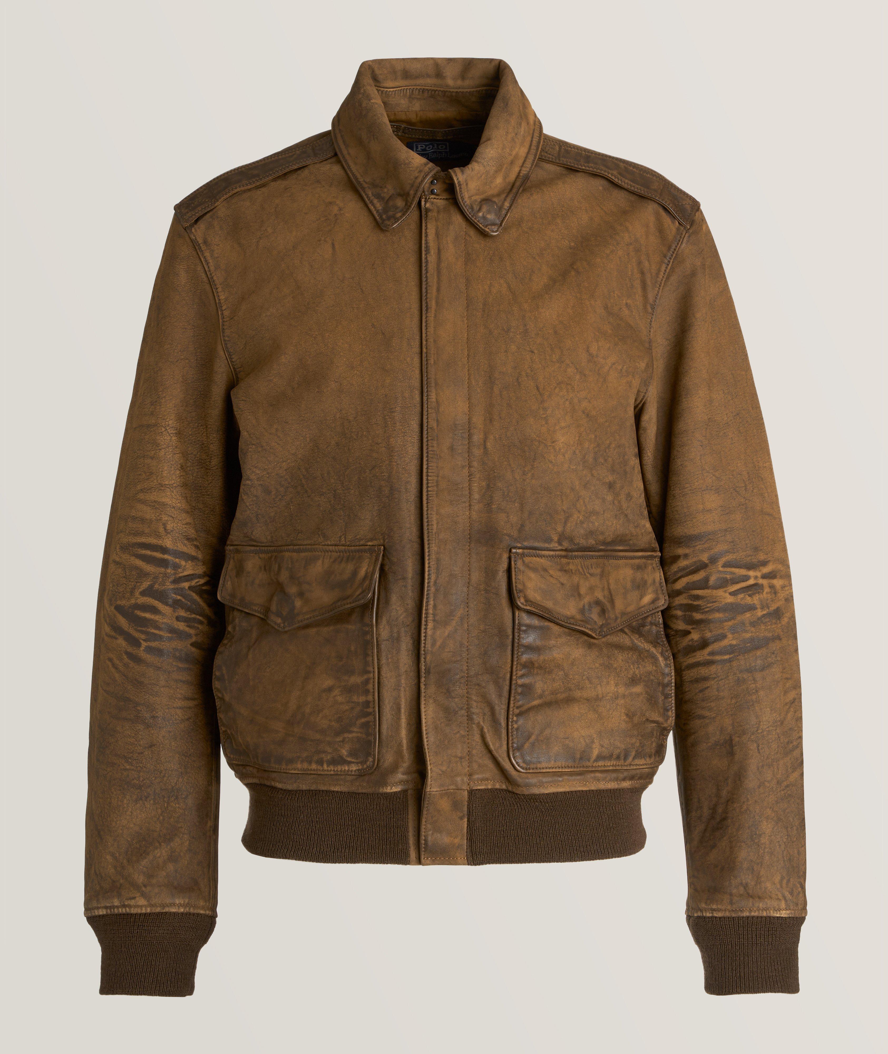 Tonal Stitched Leather Bomber