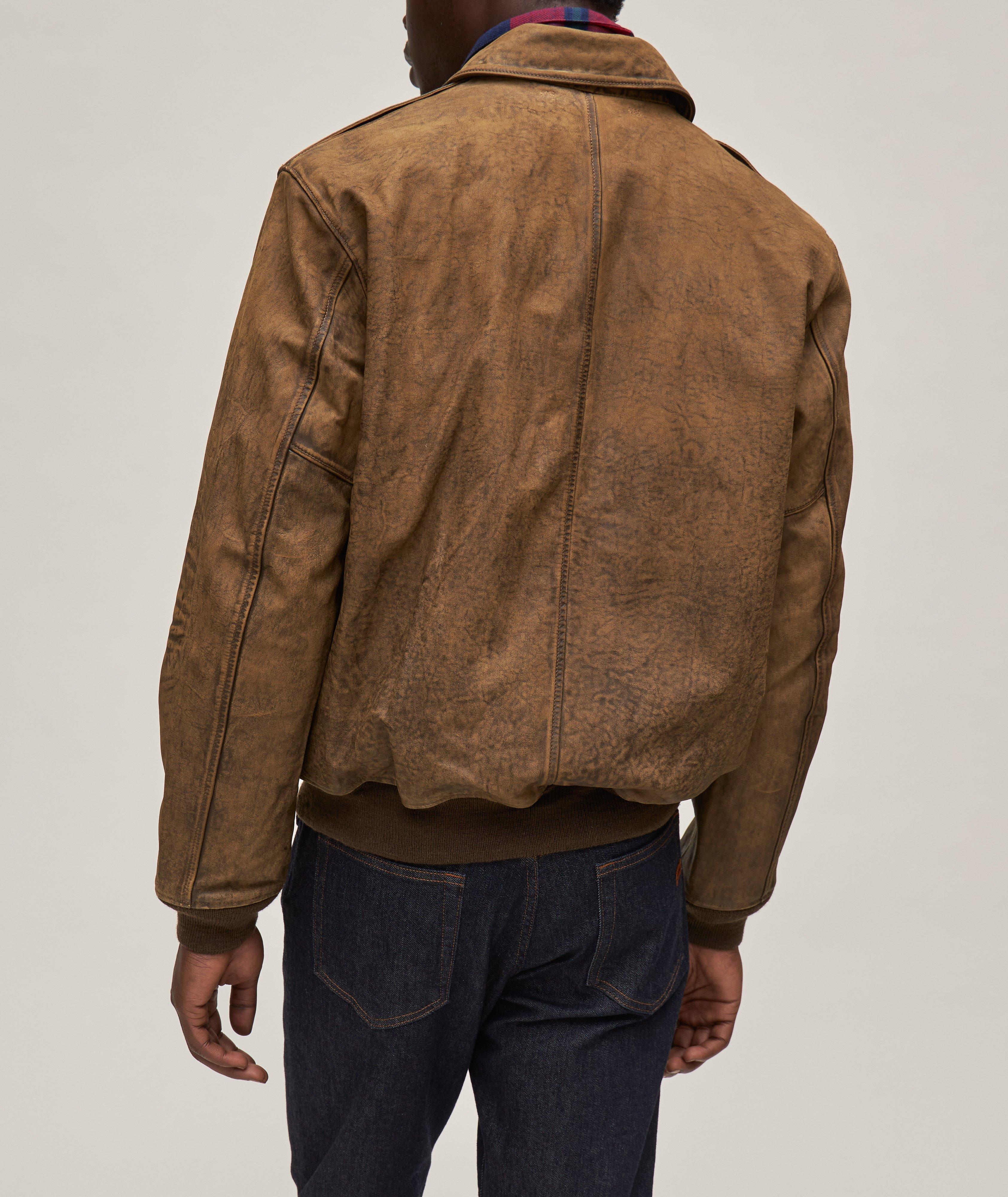 Tonal Stitched Leather Bomber  image 2