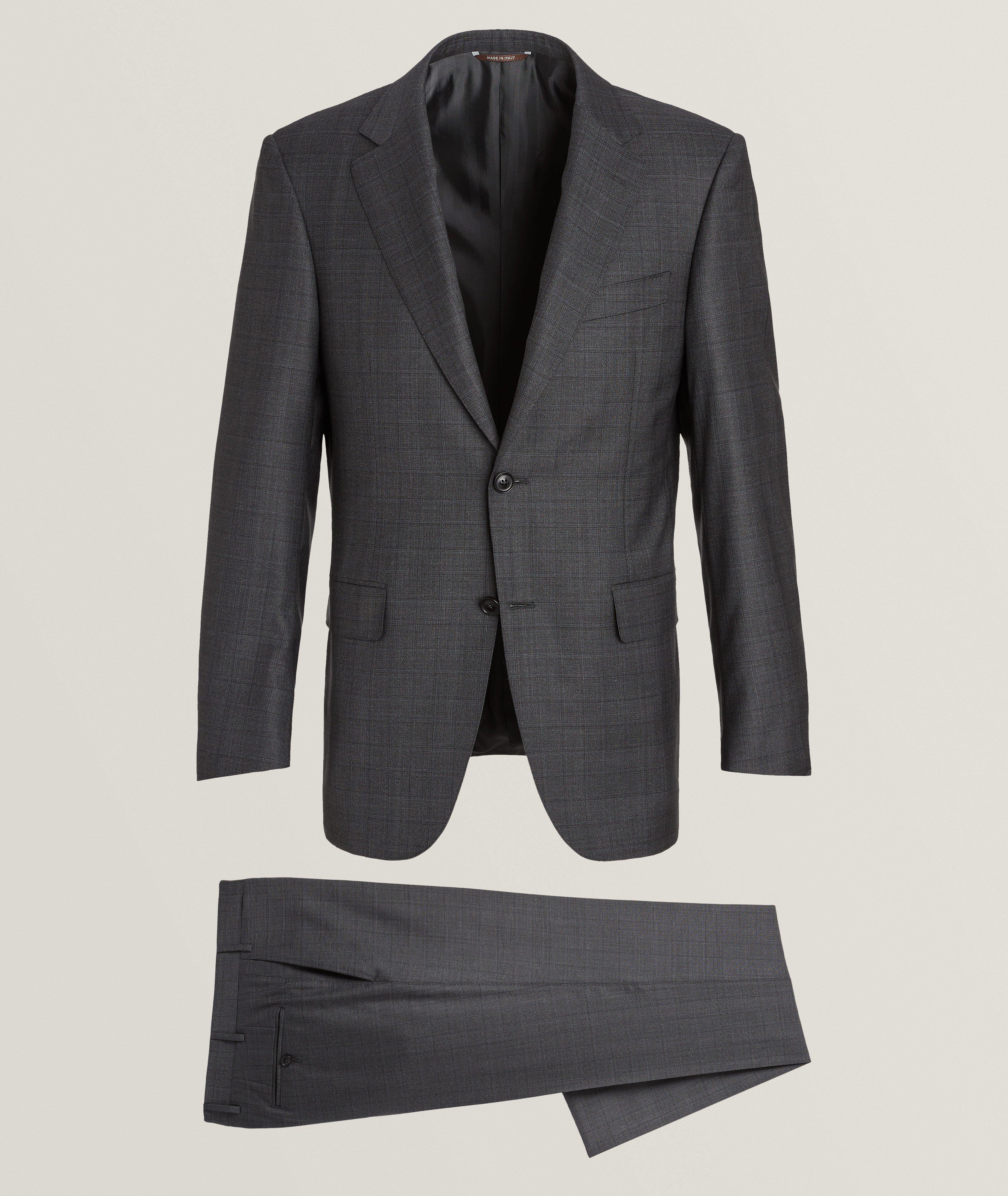 Slate Grey Slim Fit Men Suit Micro Textured Weave 2 Button Notch