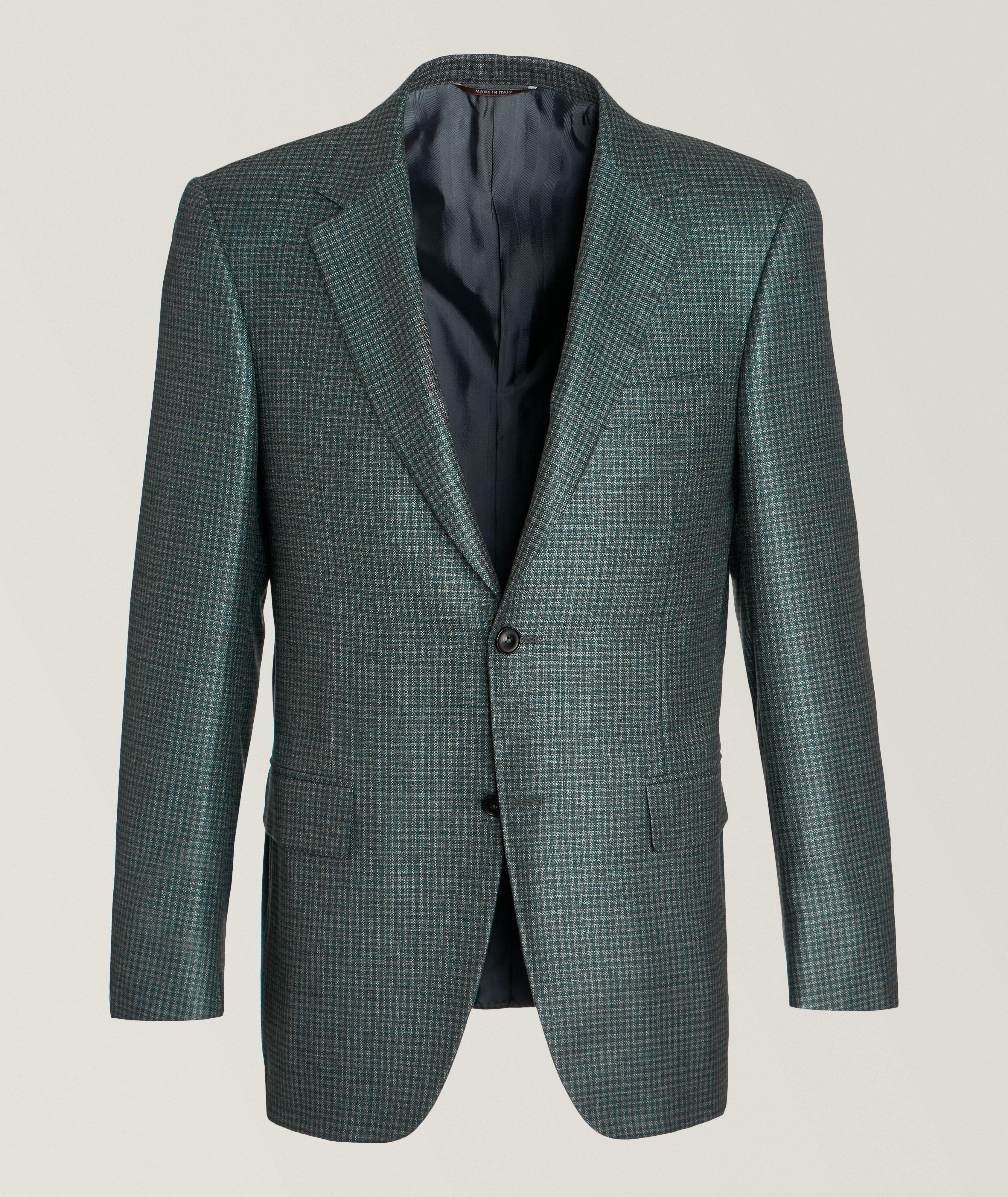 Micro-Check Silk-Cashmere Sport Jacket  image 0