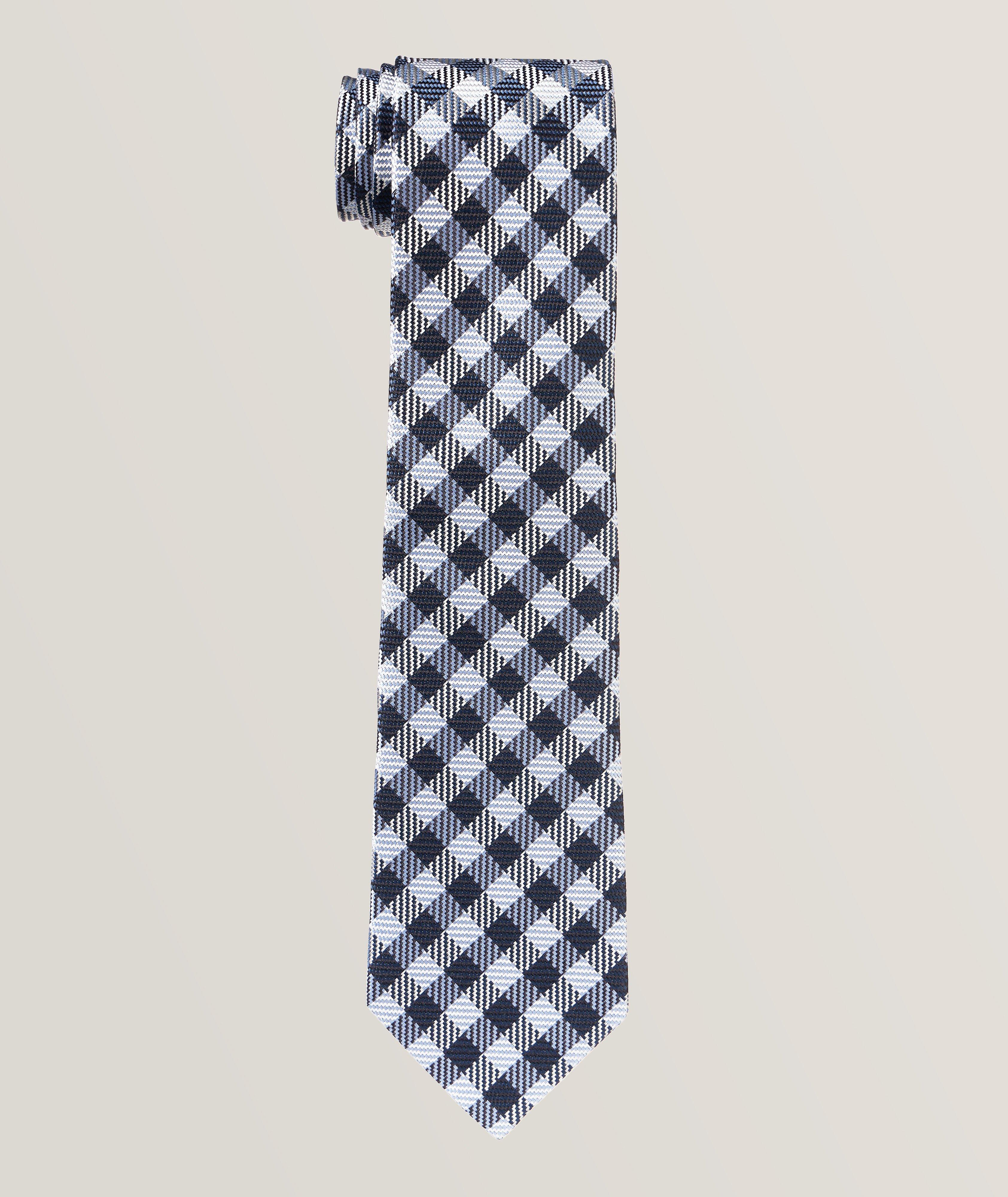 Cravate en soie à motif quadrillé image 0