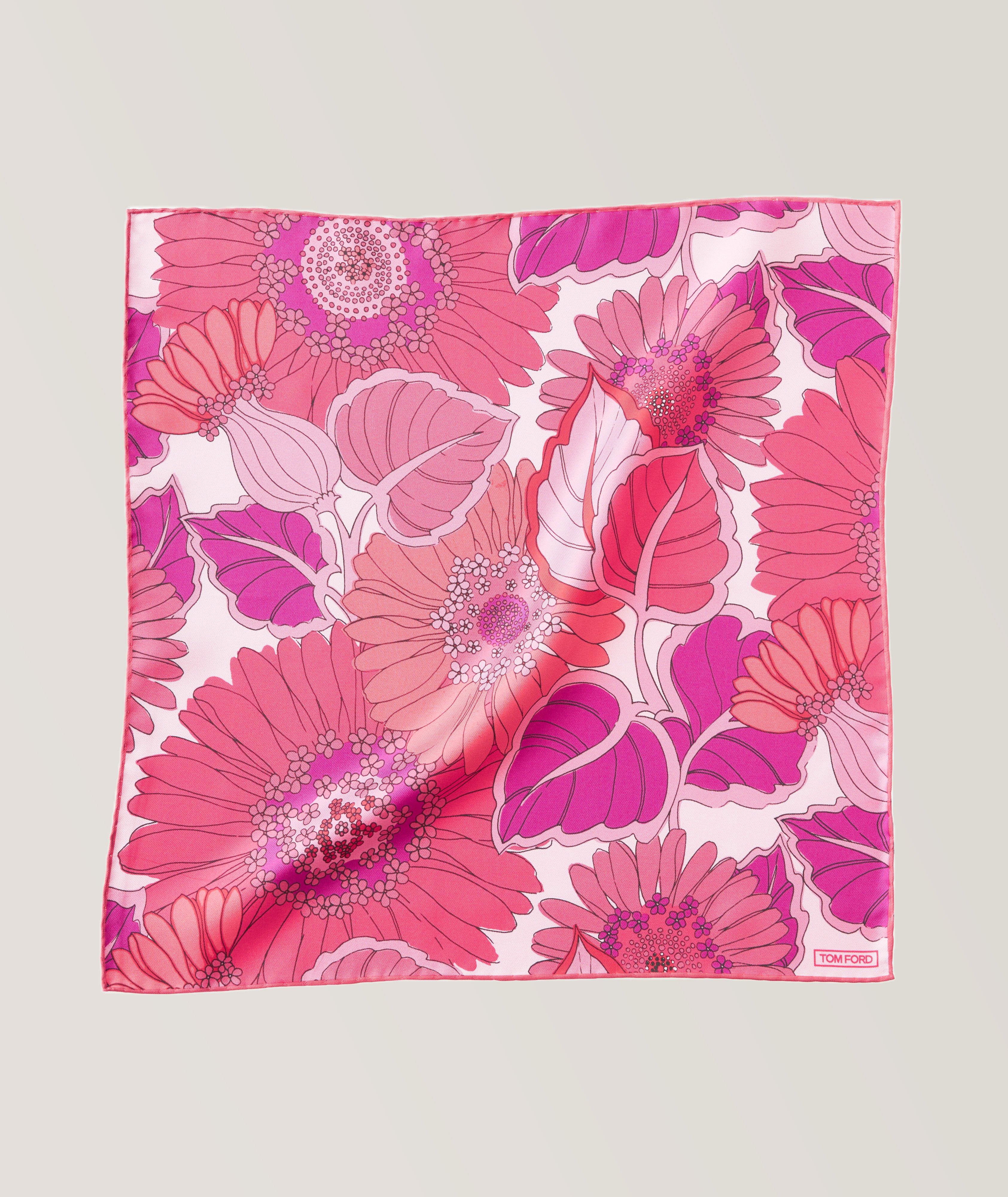 Tropical Leaves & Flower Silk Pocket Square image 0