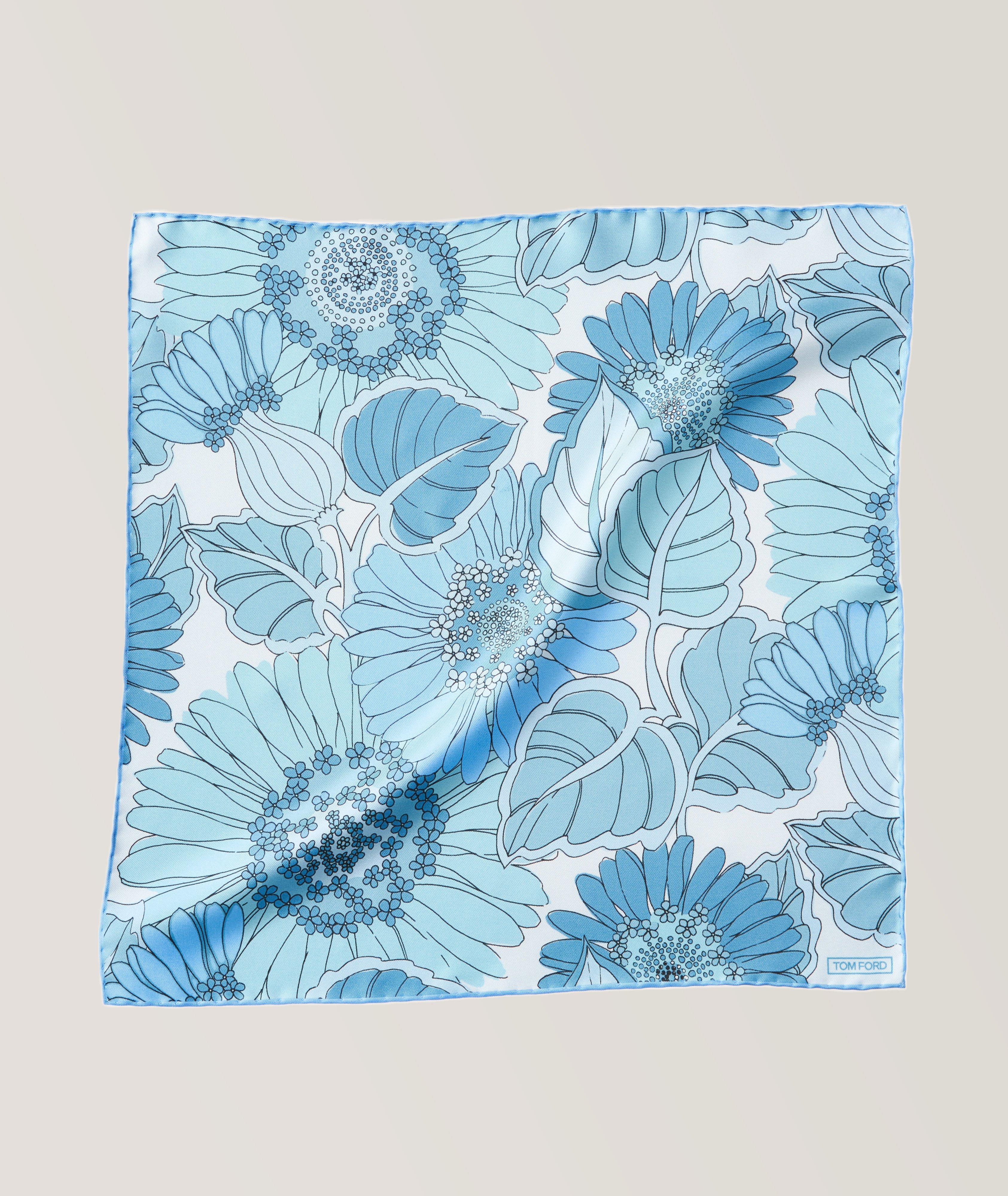 Tropical Leaves & Flower Silk Pocket Square image 0