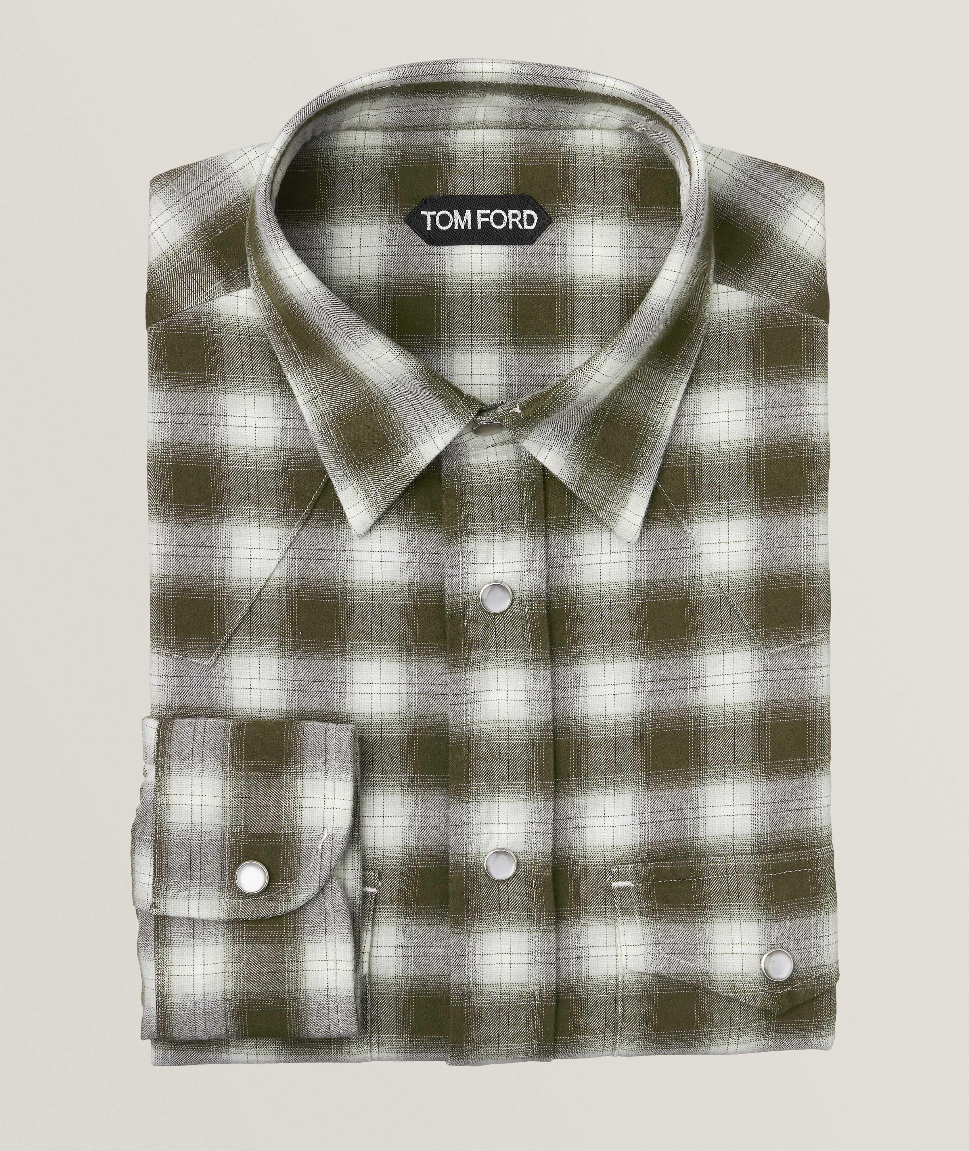 Slim-Fit Checkered Plaid Cotton Western Shirt image 0