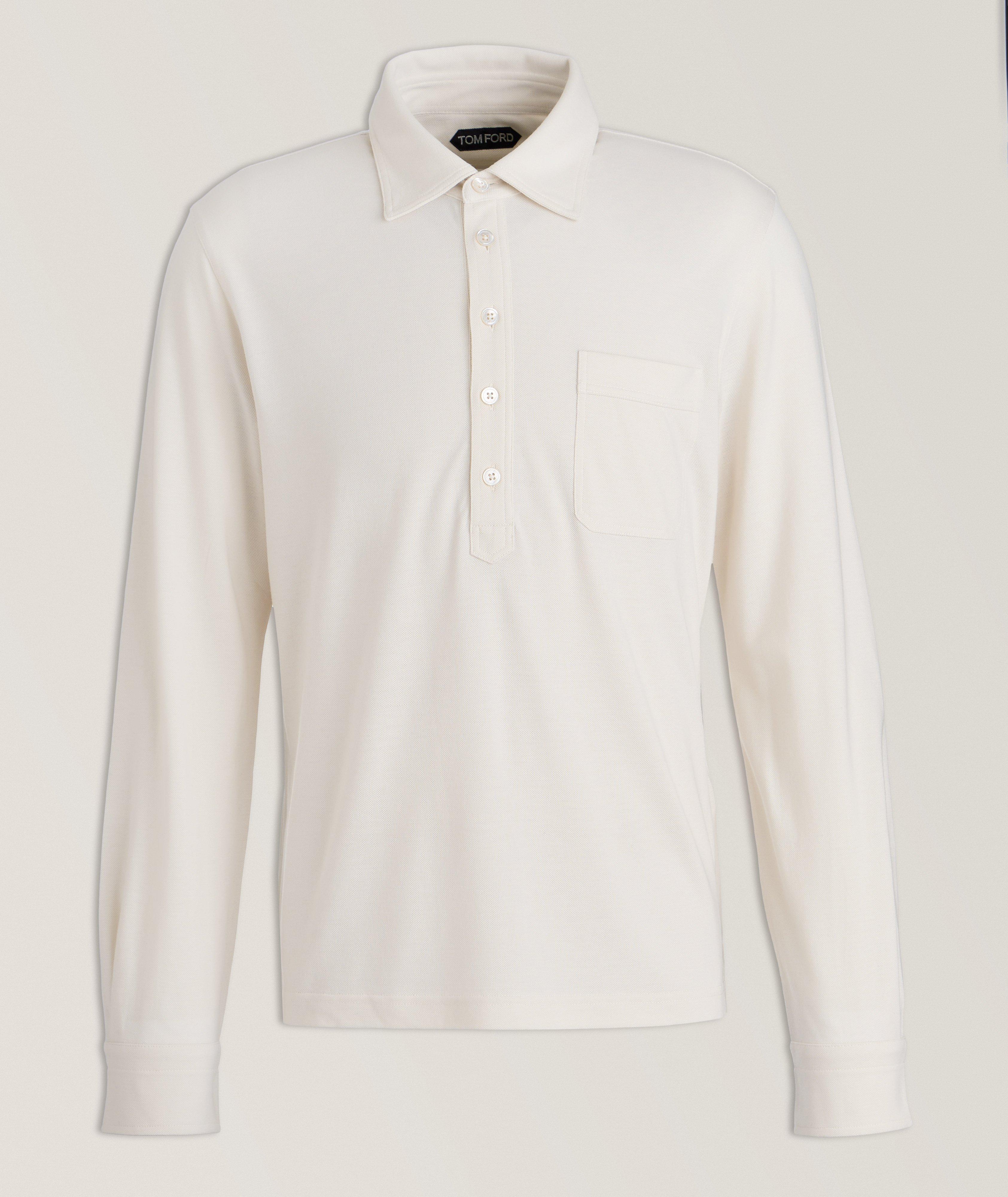 Long-Sleeve Cotton-Silk Polo image 0