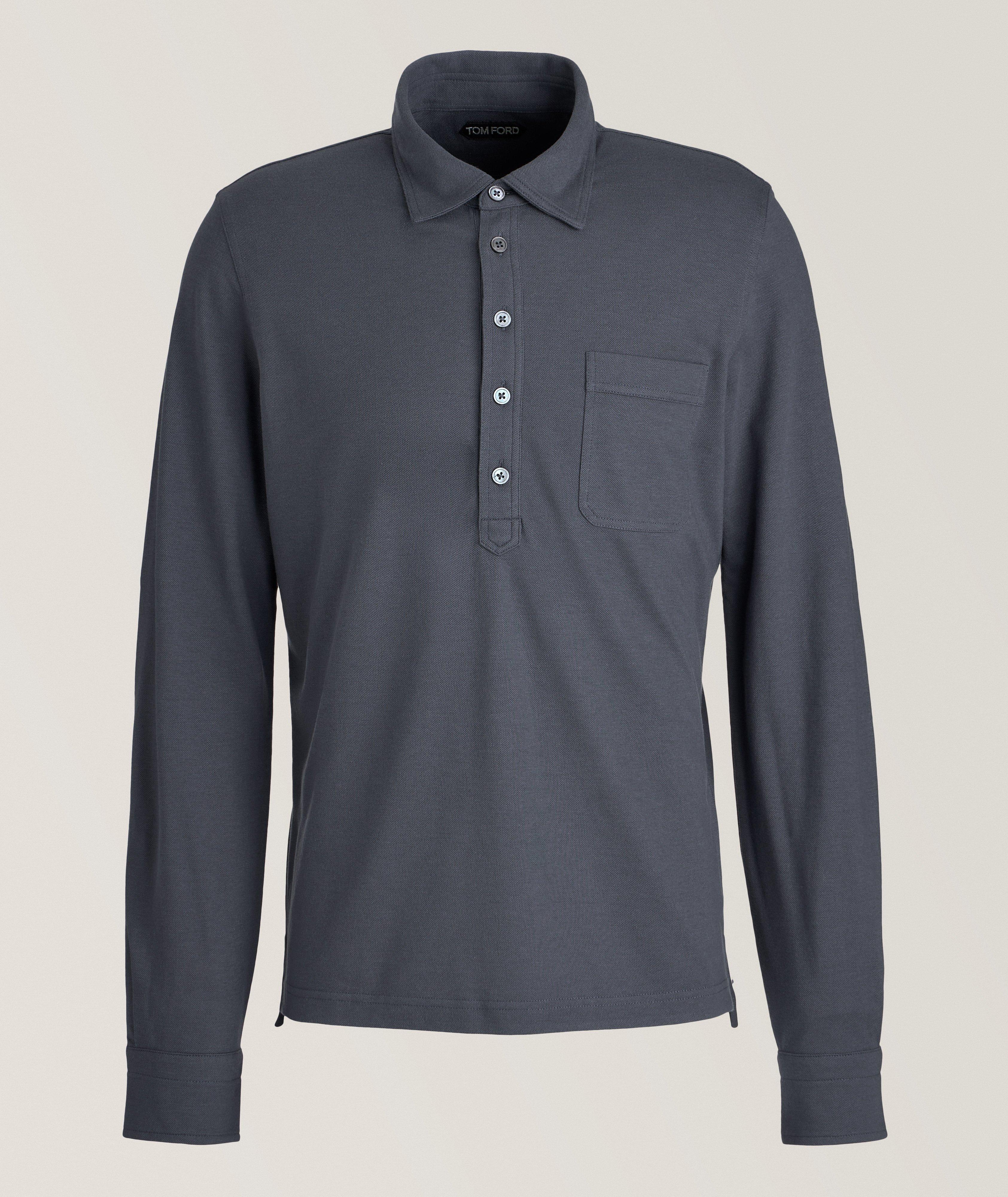 TOM FORD Long-Sleeve Cotton-Silk Polo