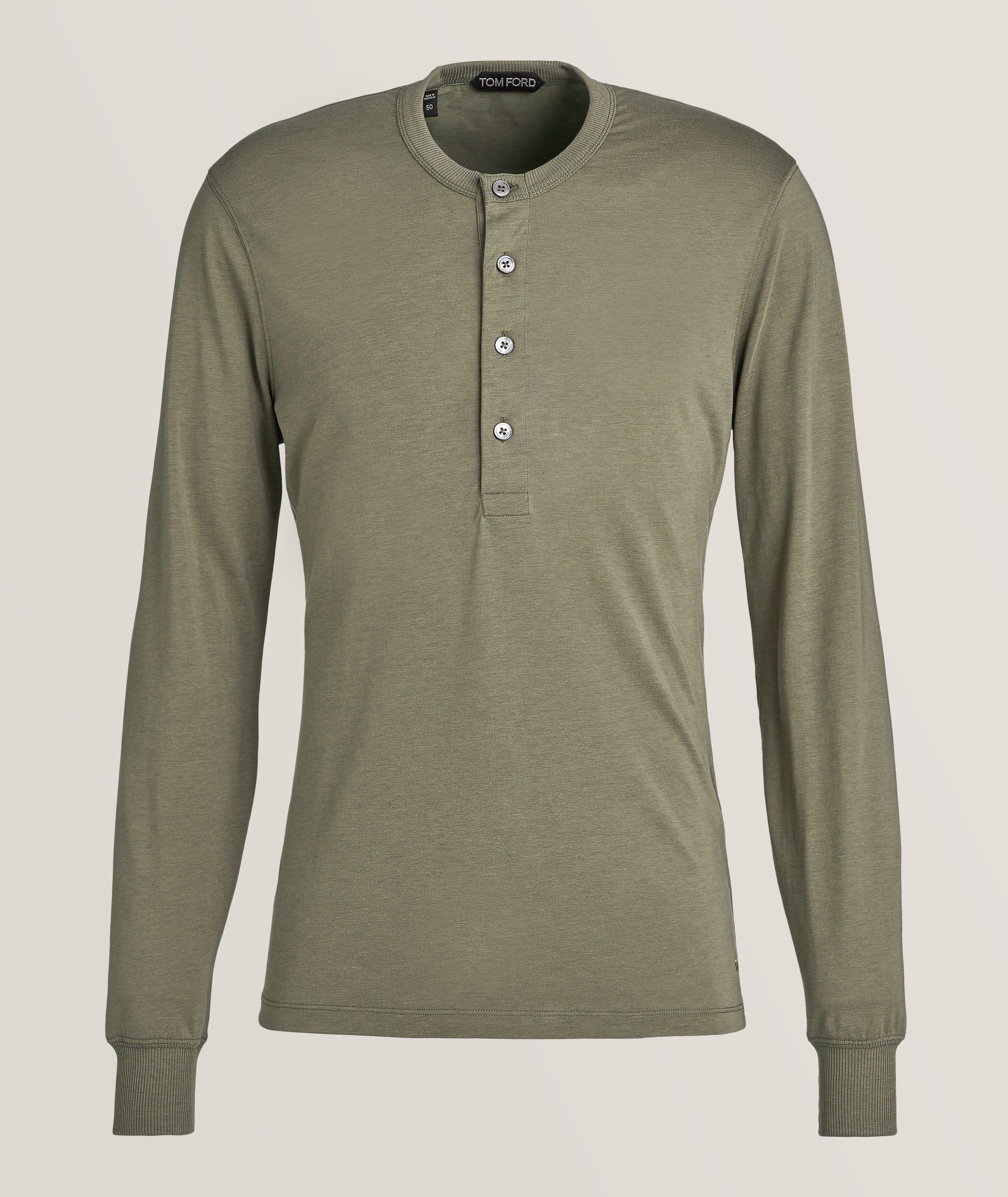 Ribbed Detailed Cotton-Blend Henley  image 0