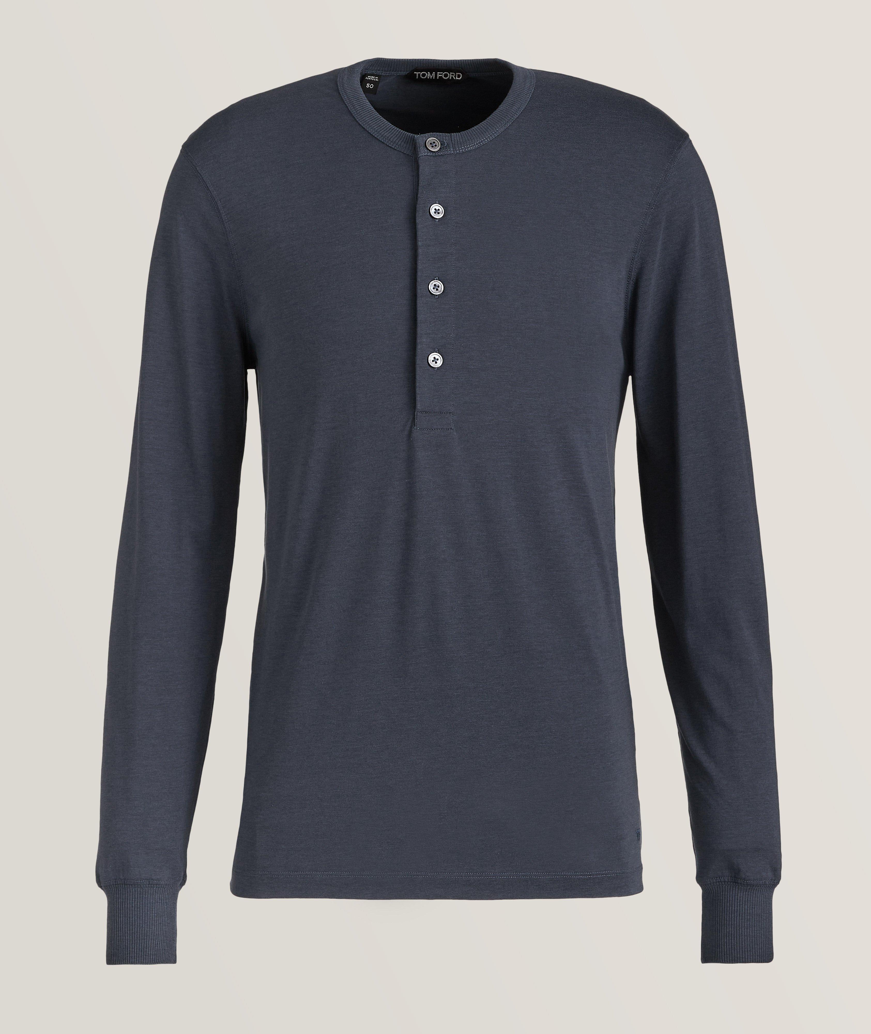 Ribbed Detailed Cotton-Blend Henley  image 0