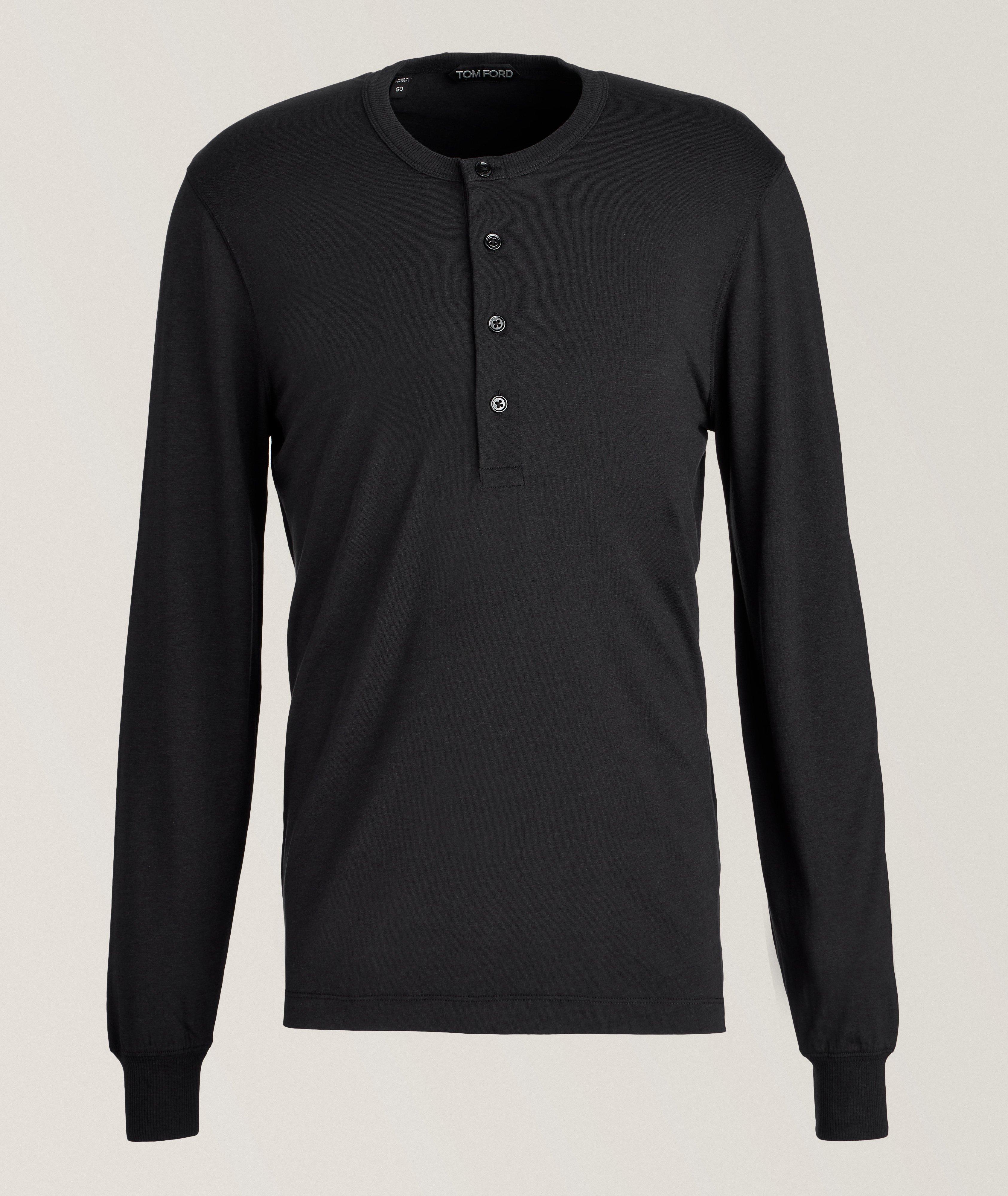 Ribbed Detailed Cotton-Blend Henley image 0
