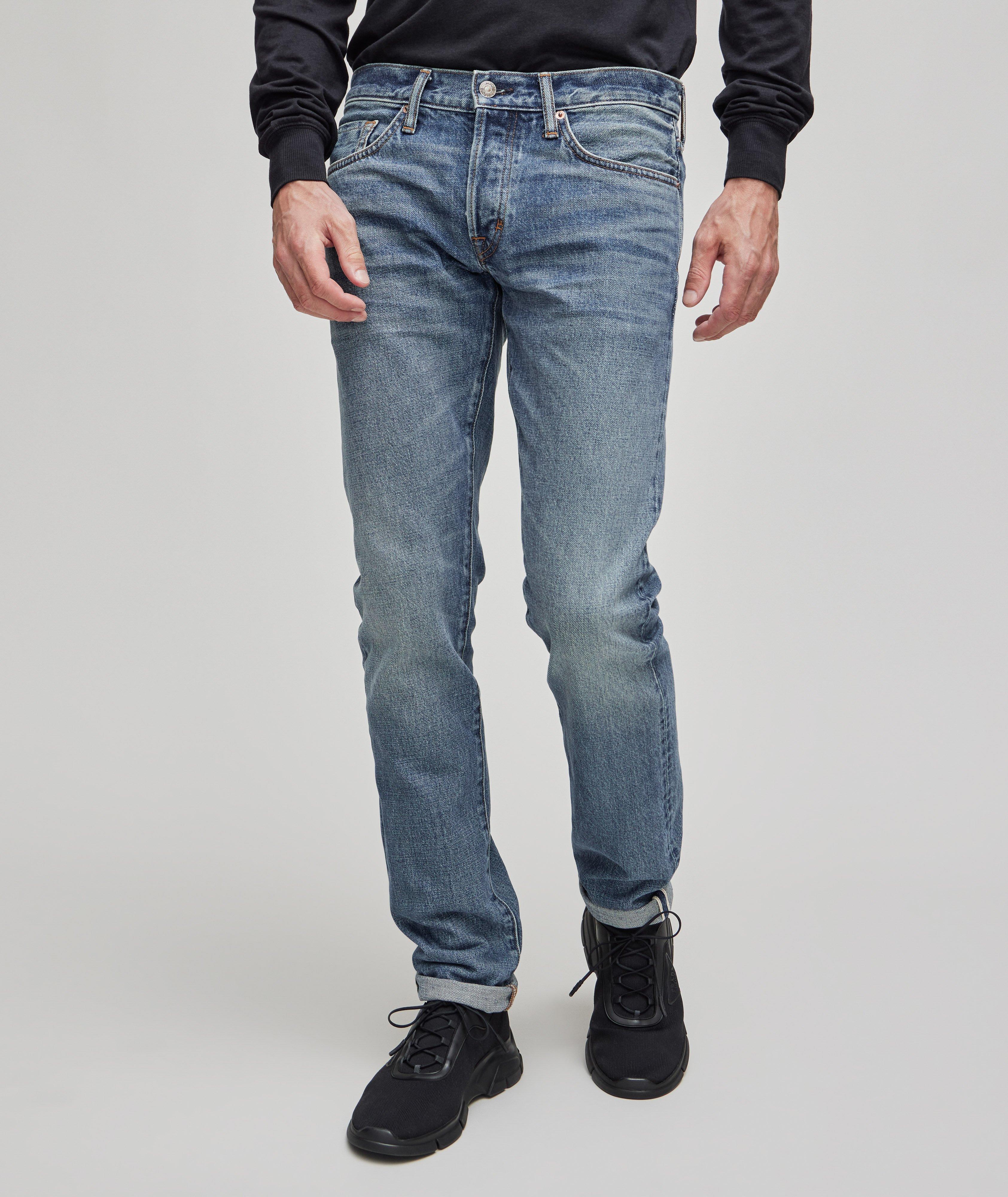 Slim straight selvedge sales jeans