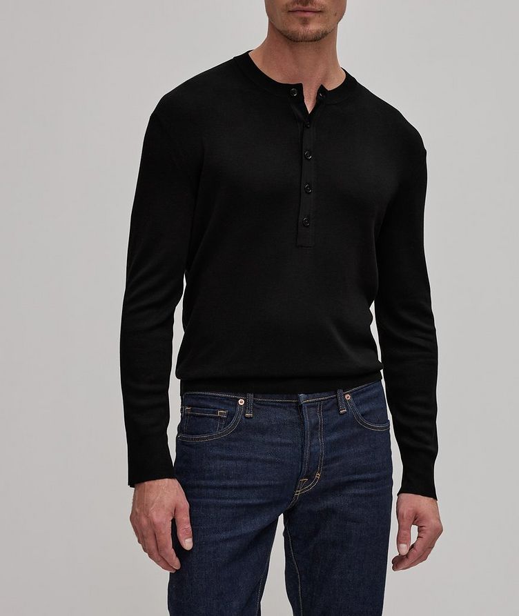 Ribbed Detailed Cotton-Blend Henley  image 1