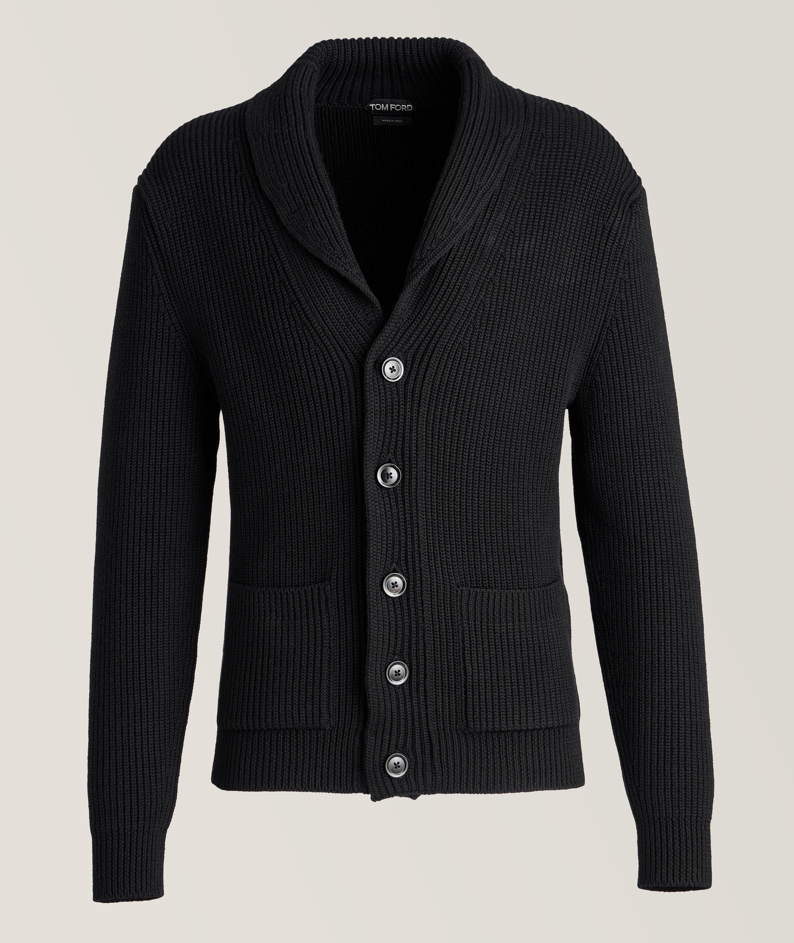 TOM FORD Wool-Silk Shawl Collar Cardigan, Sweaters & Knits