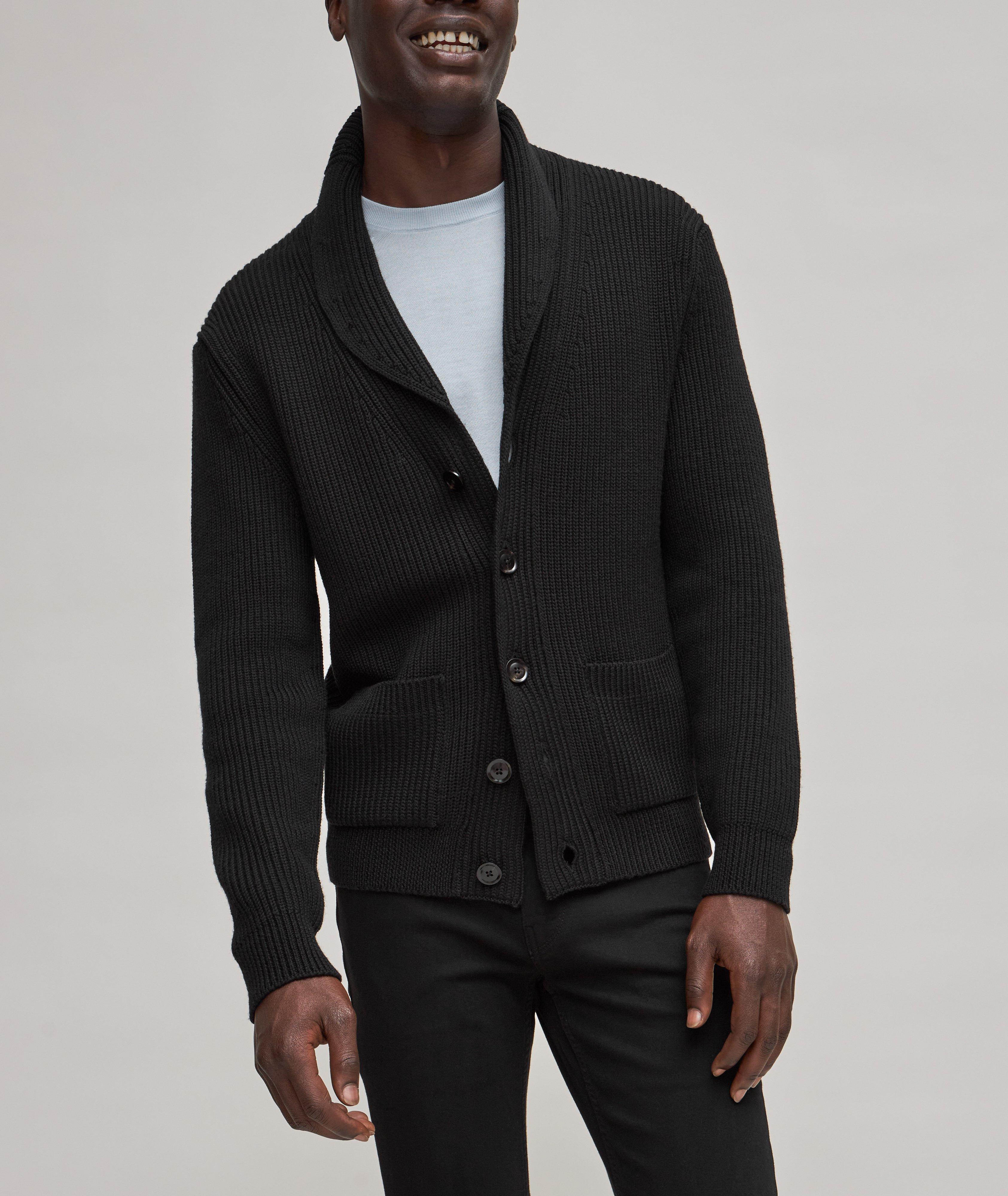【送料&関税込】Tom Ford Wool Silk Cardigan TOM FORD Silk-Merino Wool Ribbed Shawl Cardigan | Sweaters