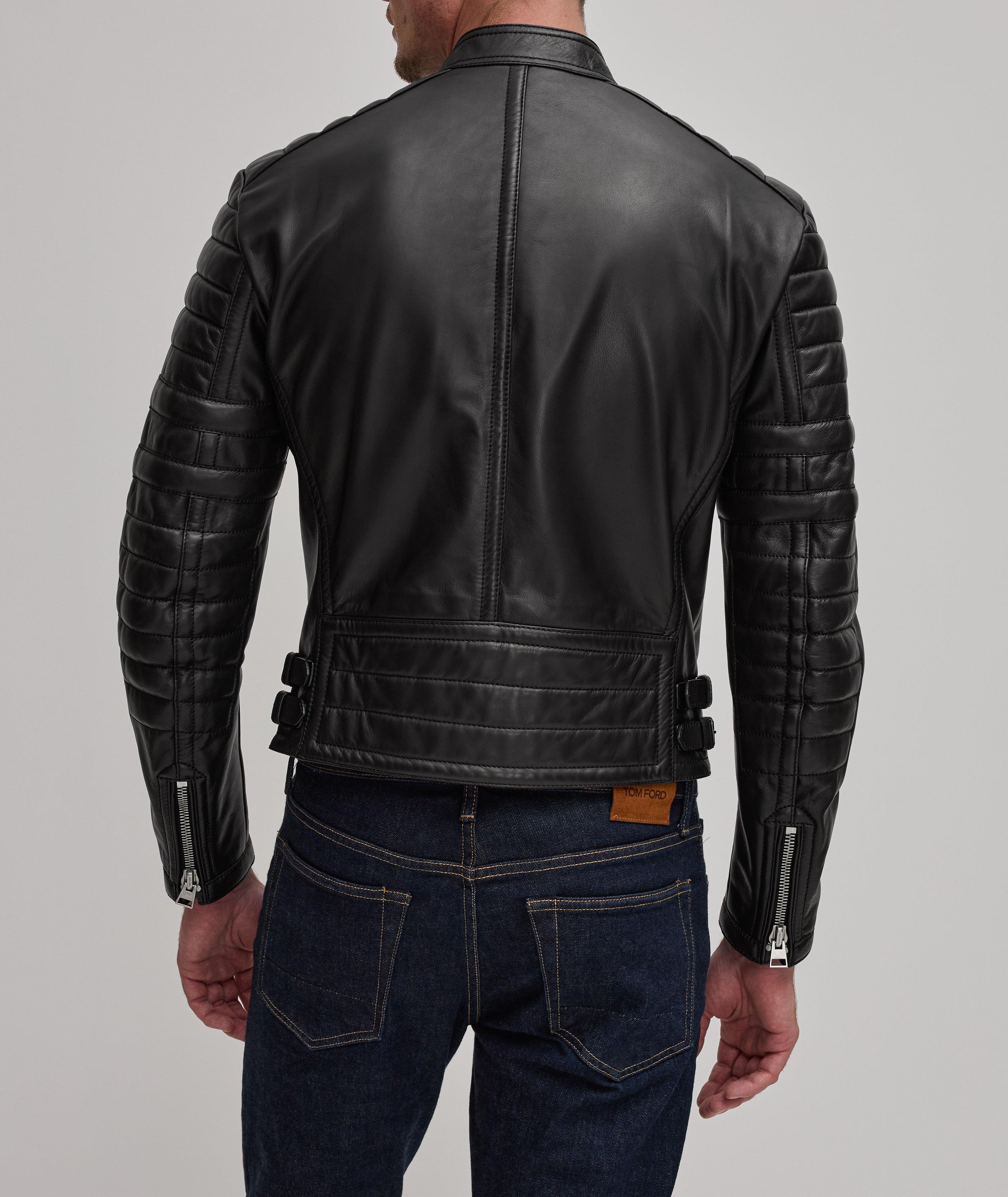 Blouson de style moto en cuir de veau image 2