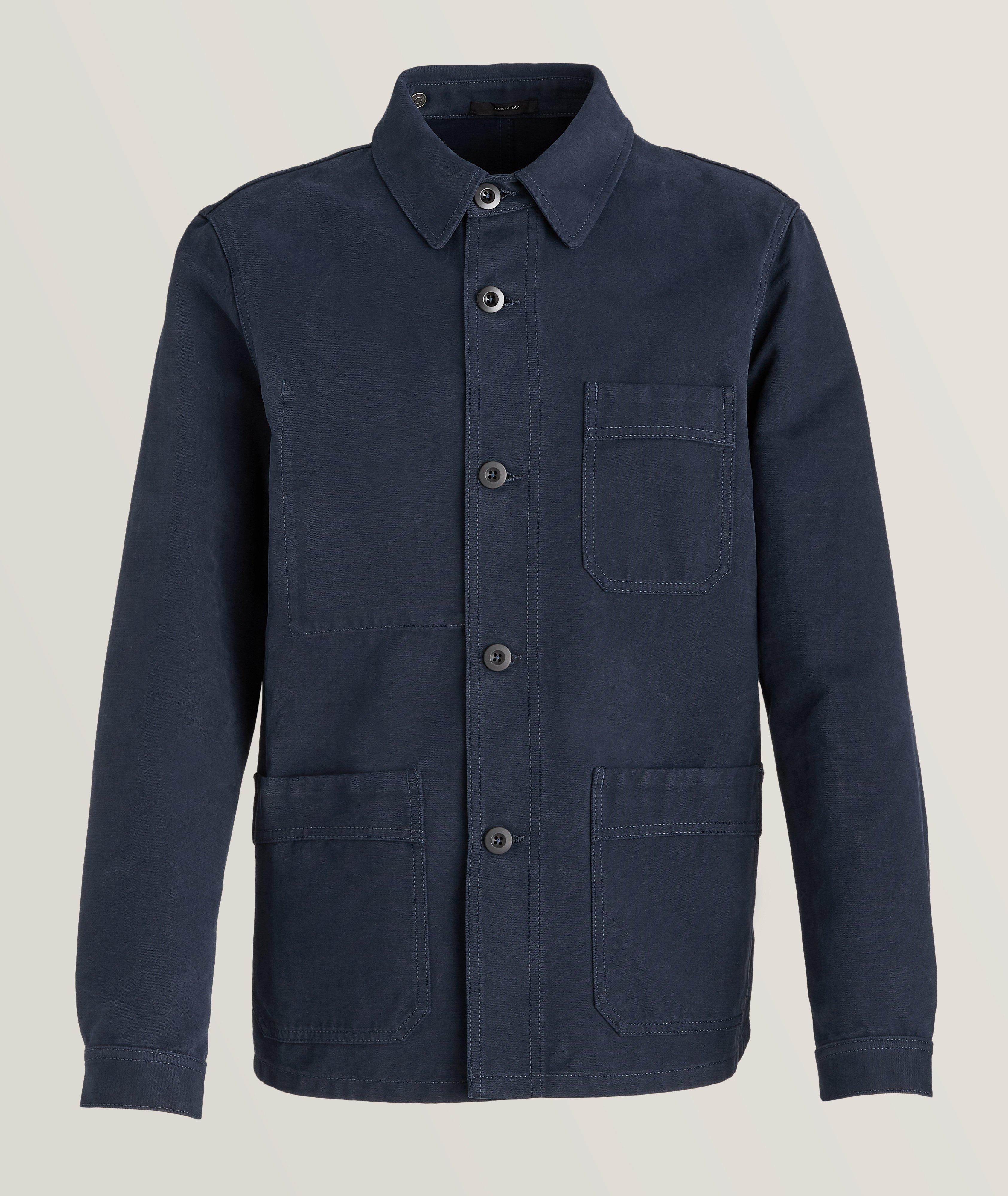 Navy Chest pocket cotton-blend twill jacket, Tom Ford