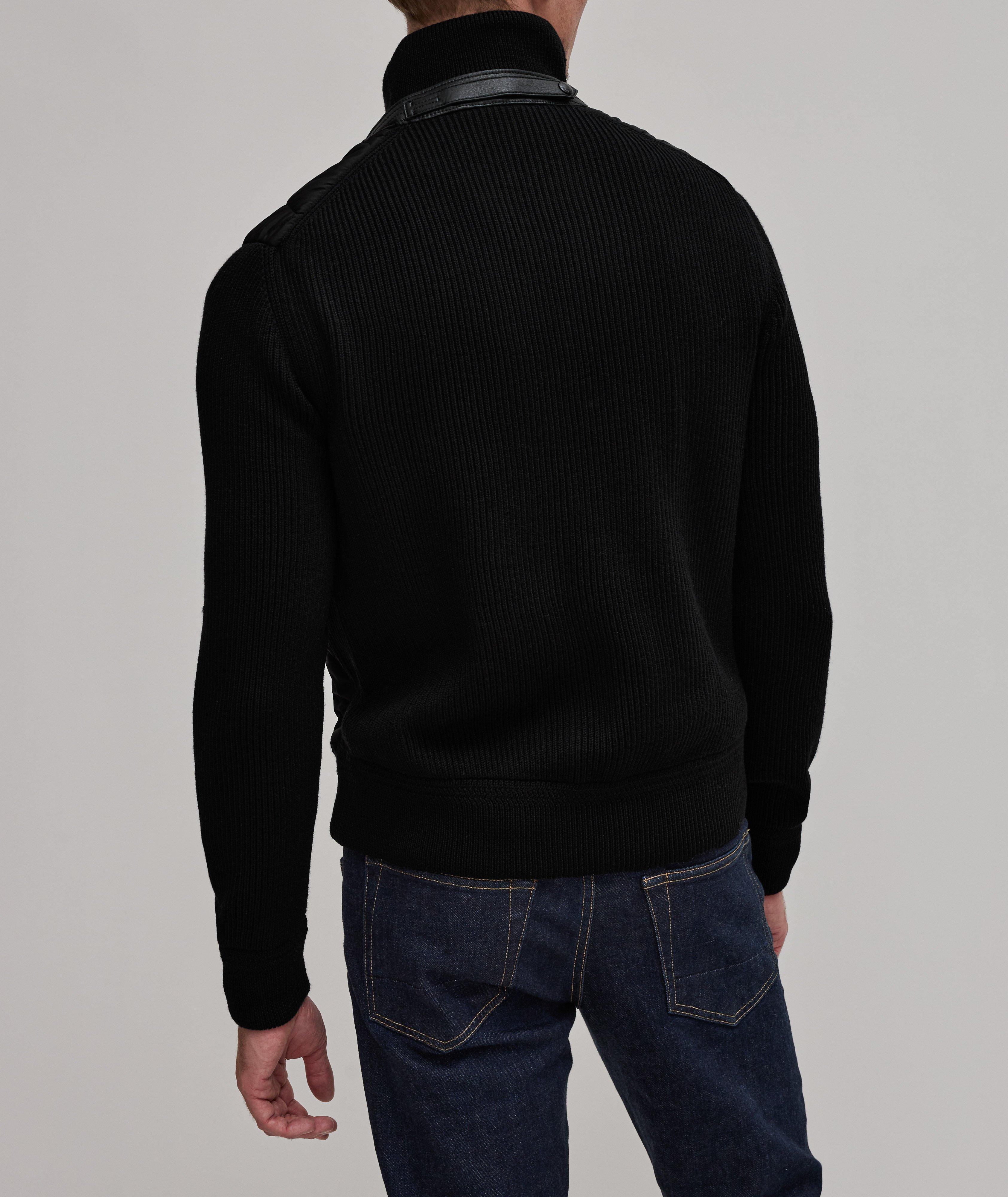 Full-Zip Quilted Merino Wool Mixed Media Bomber image 2