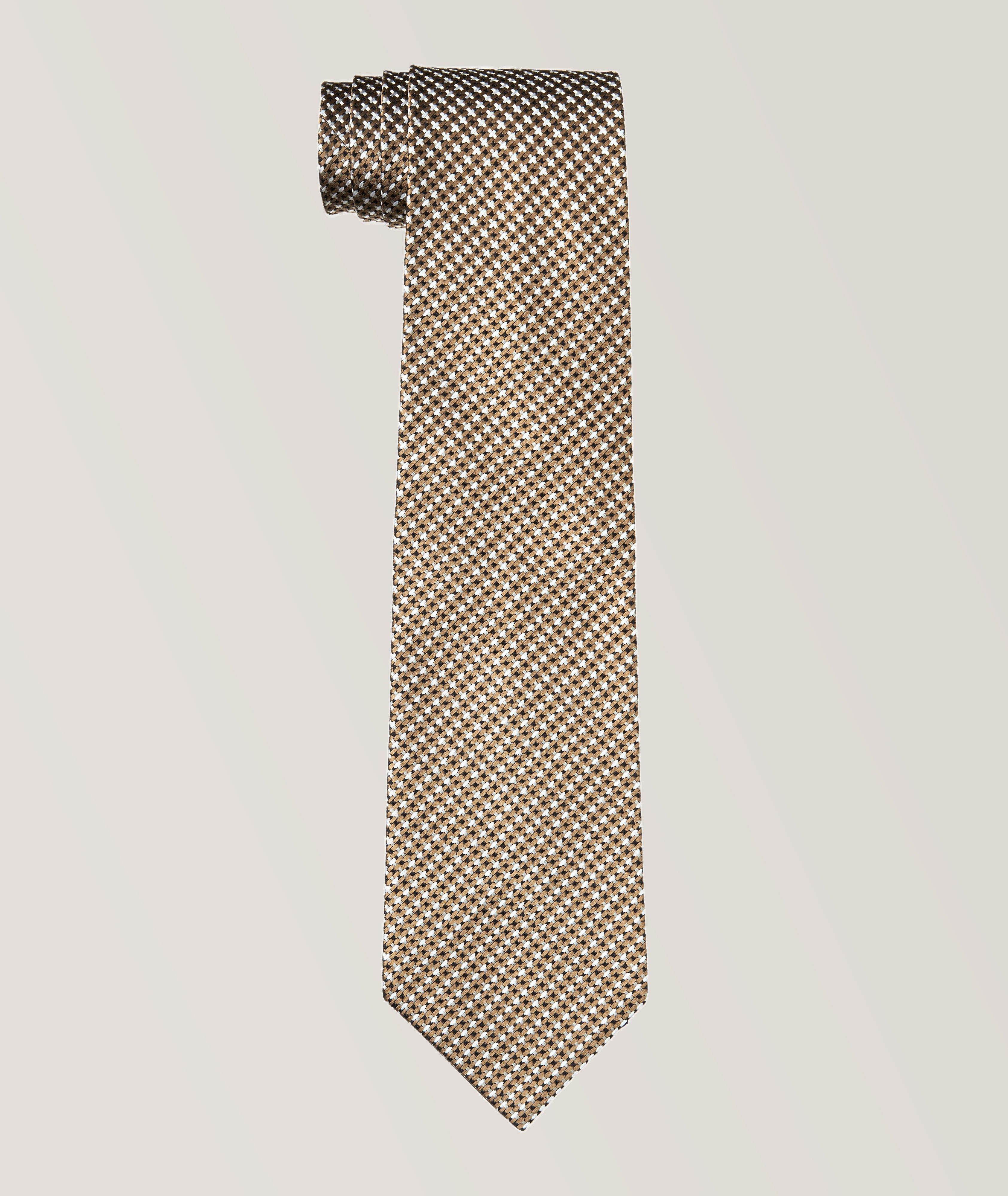 Cravate en soie à motif croisé image 0