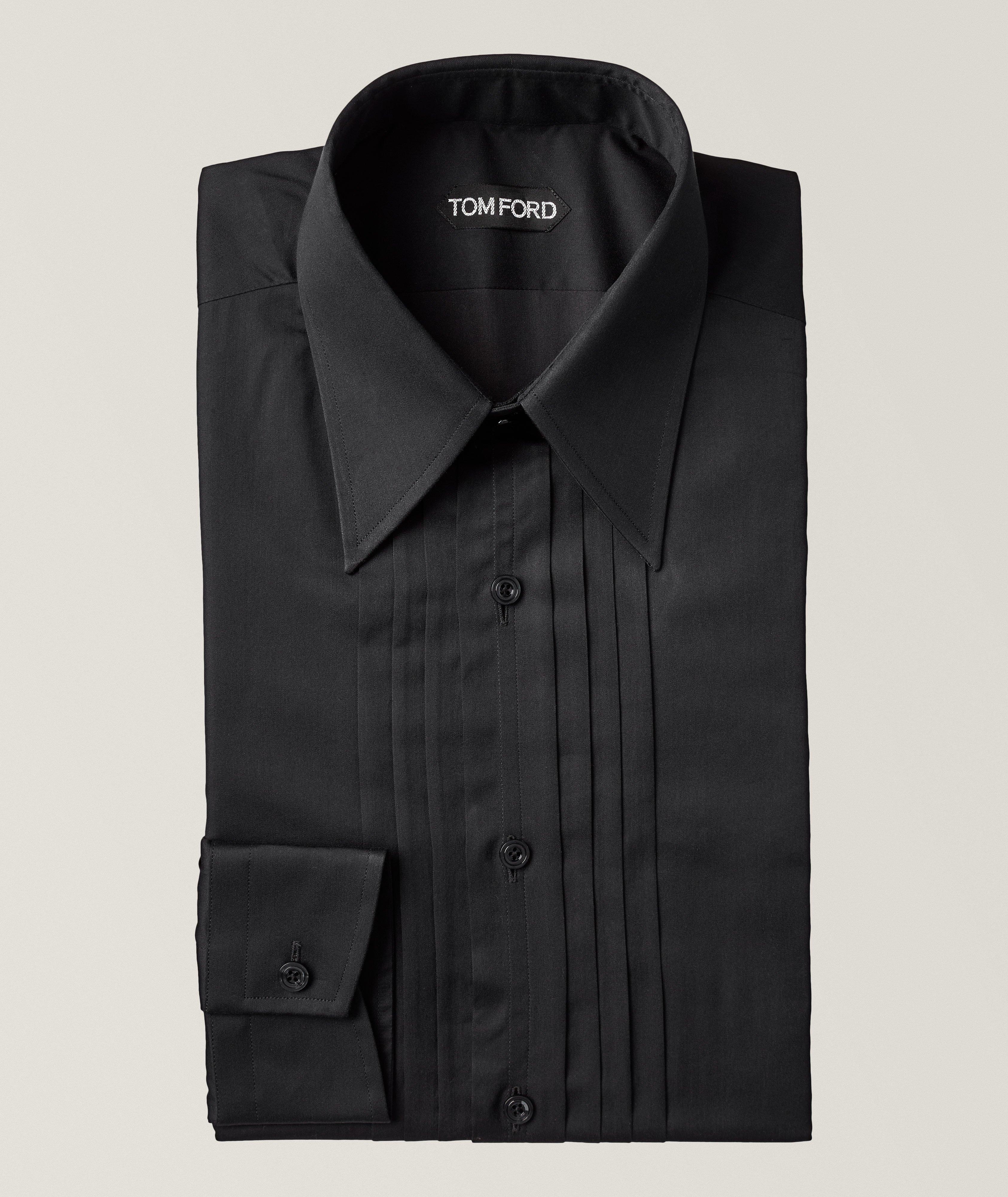 Mens silk black dress hot sale shirt