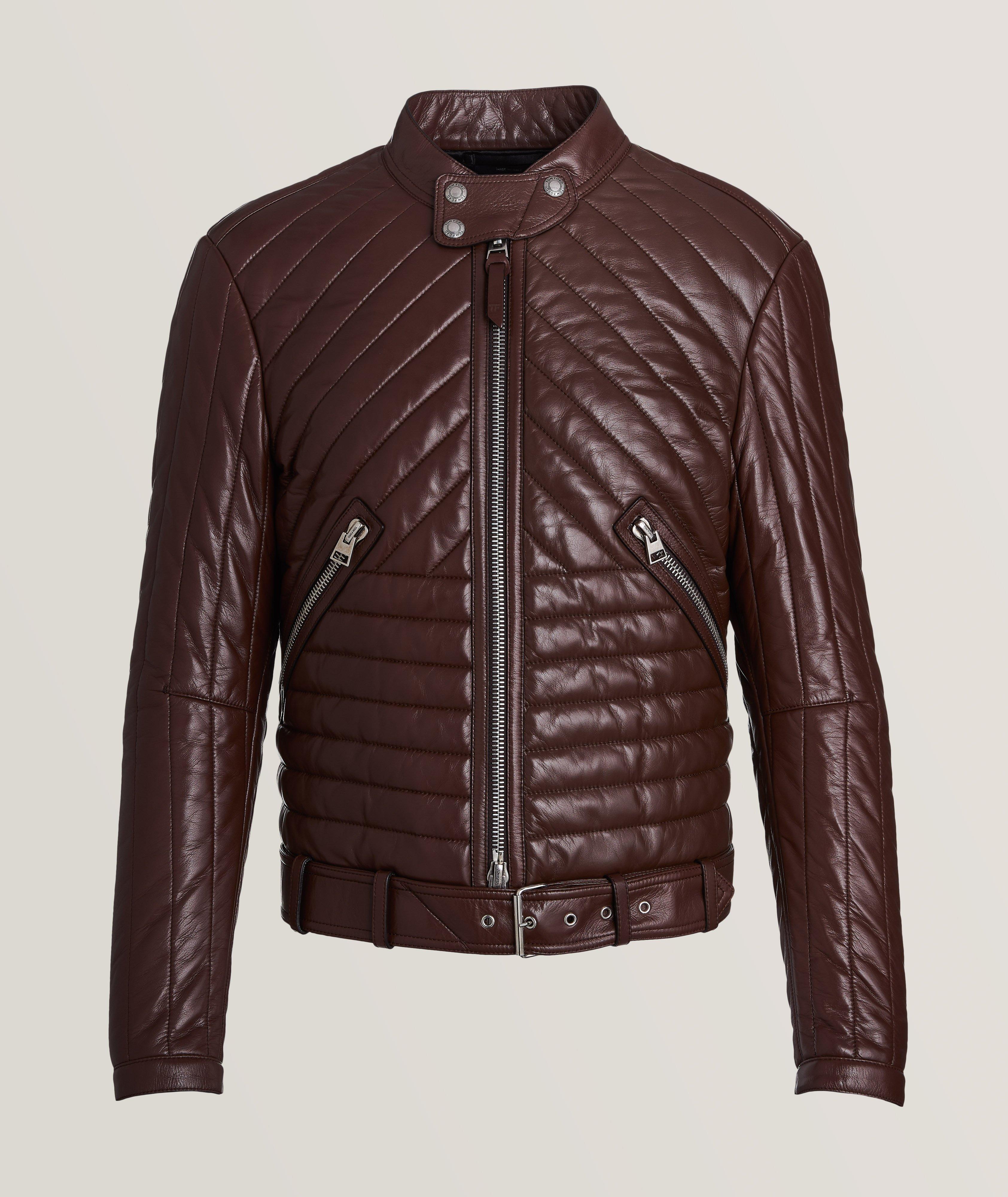 Blouson de style moto en cuir image 0