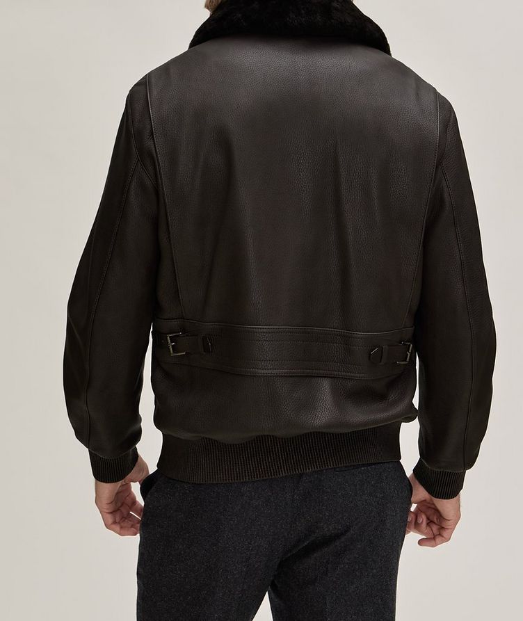Shearling Collar Lambskin Leather Jacket image 2